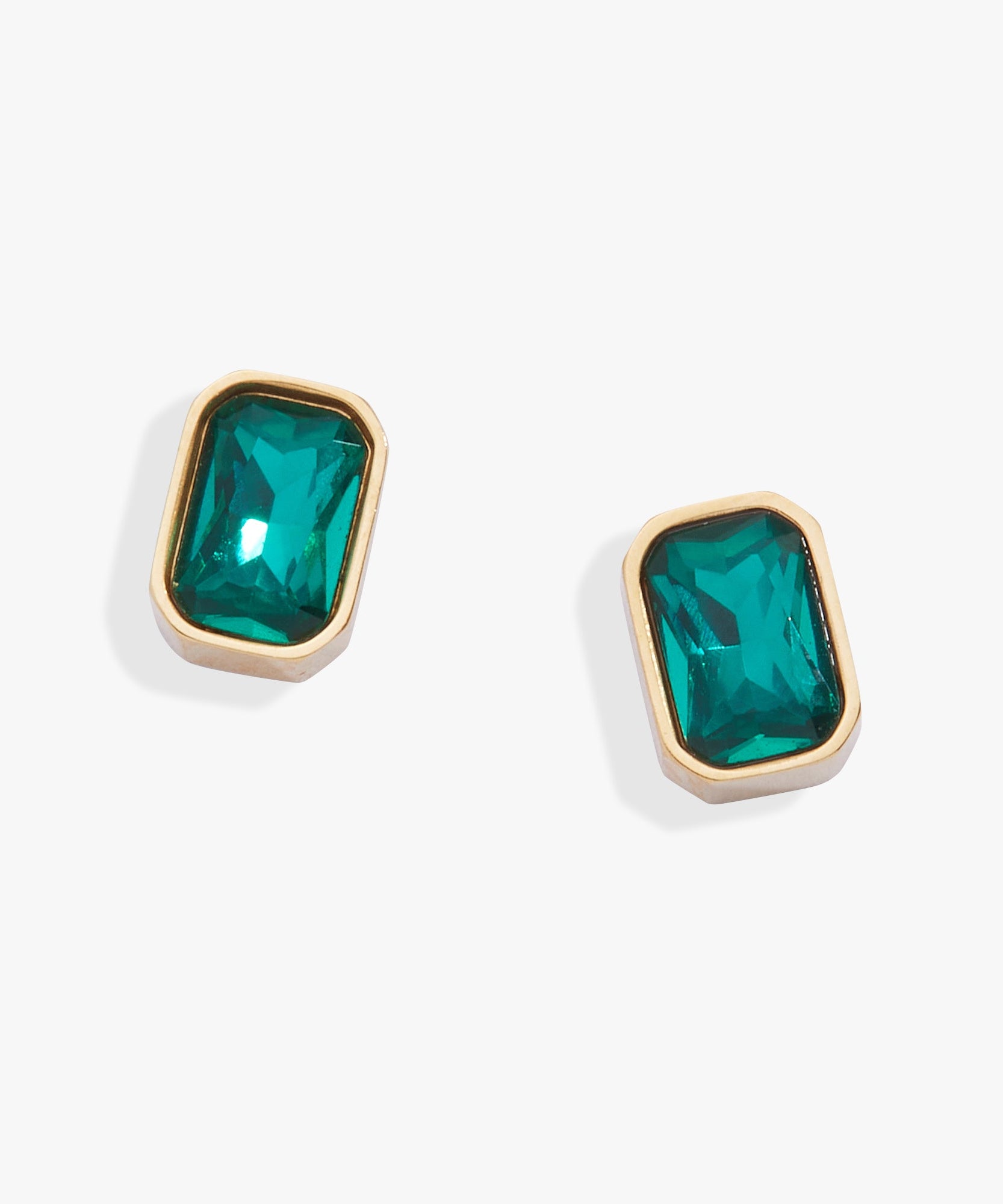 December Emerald-Cut Birthstone Stud Earrings