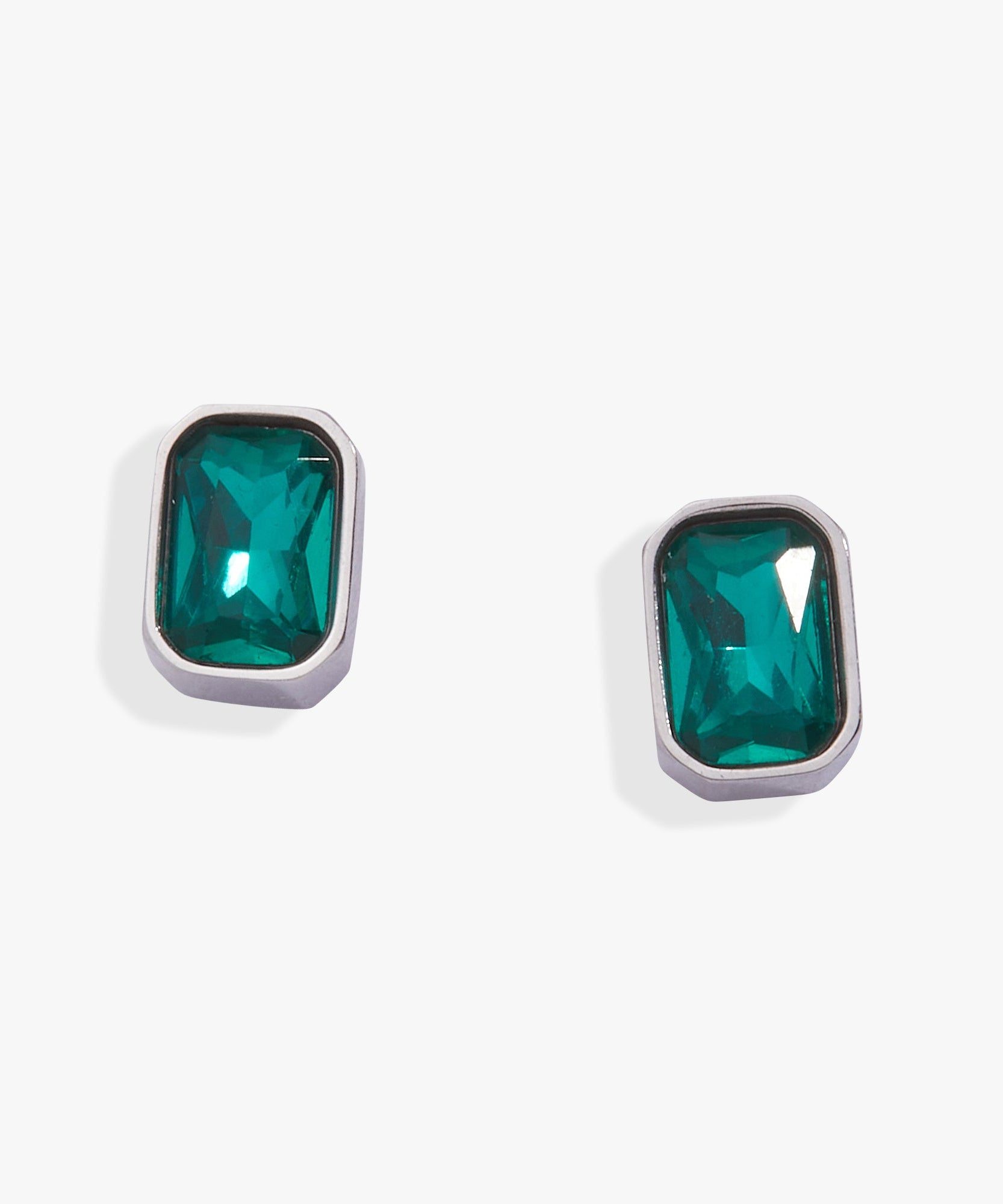 December Emerald-Cut Birthstone Stud Earrings