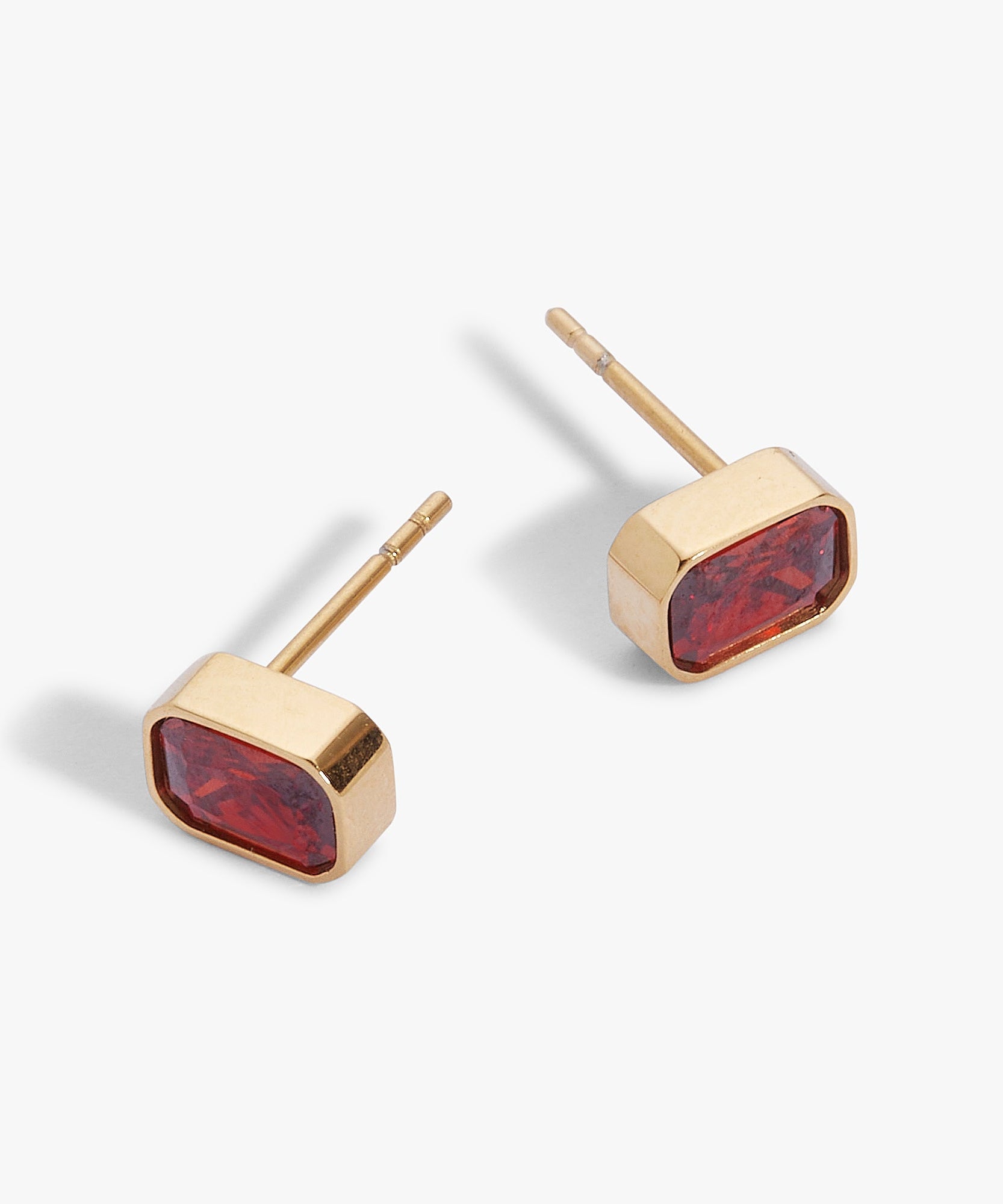 January Emerald-Cut Birthstone Stud