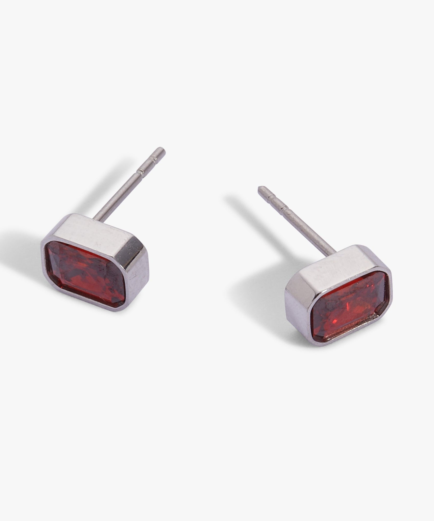 January Emerald-Cut Birthstone Stud