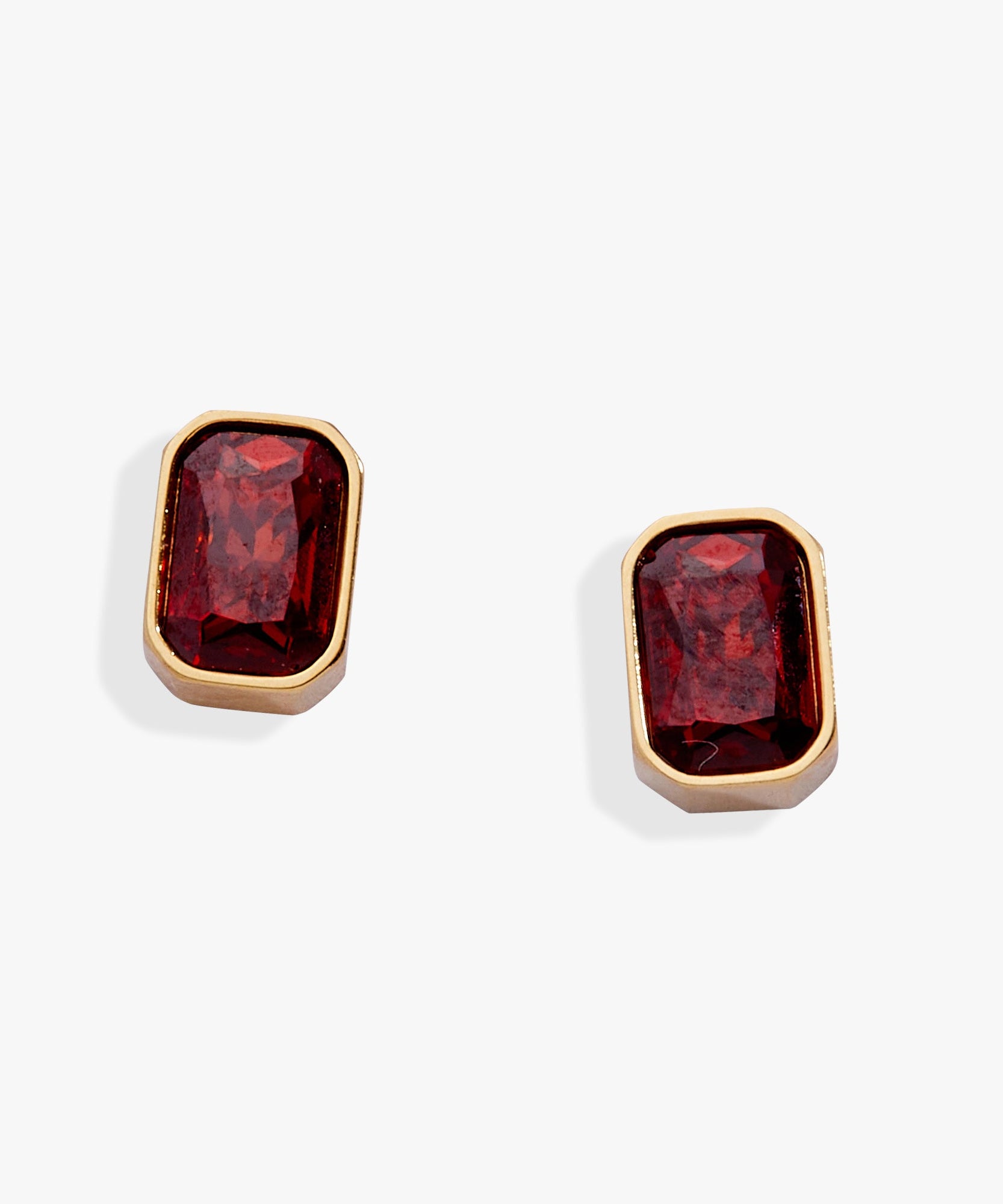 January Emerald-Cut Birthstone Stud