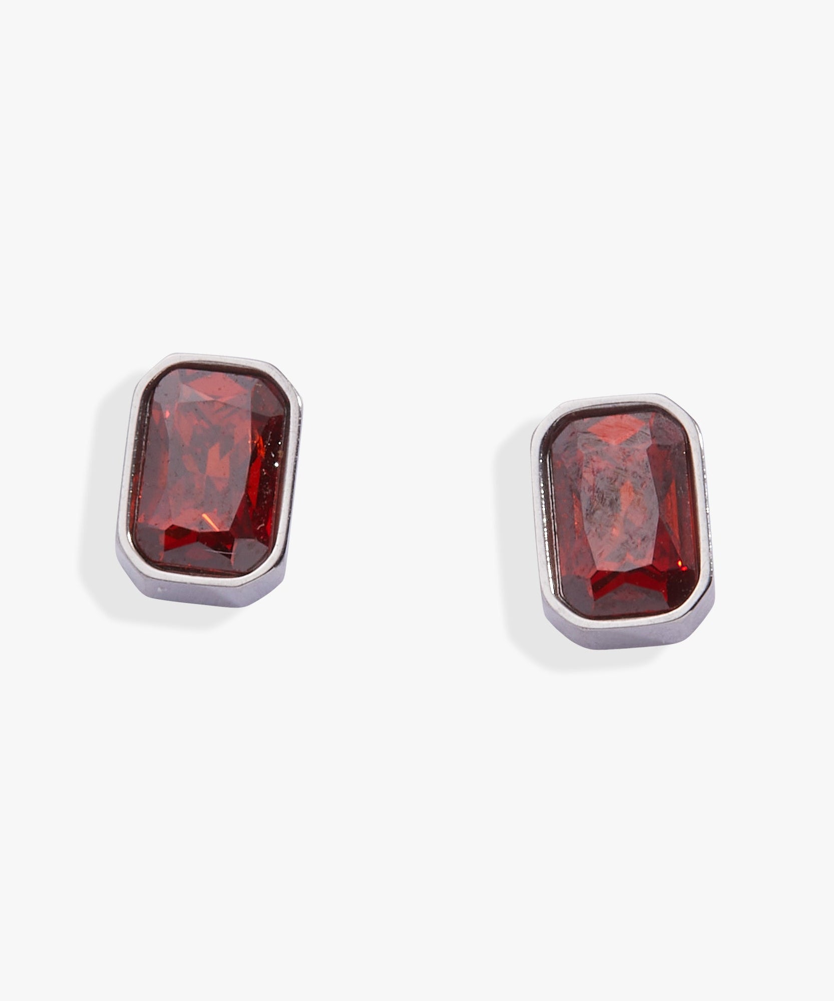 January Emerald-Cut Birthstone Stud