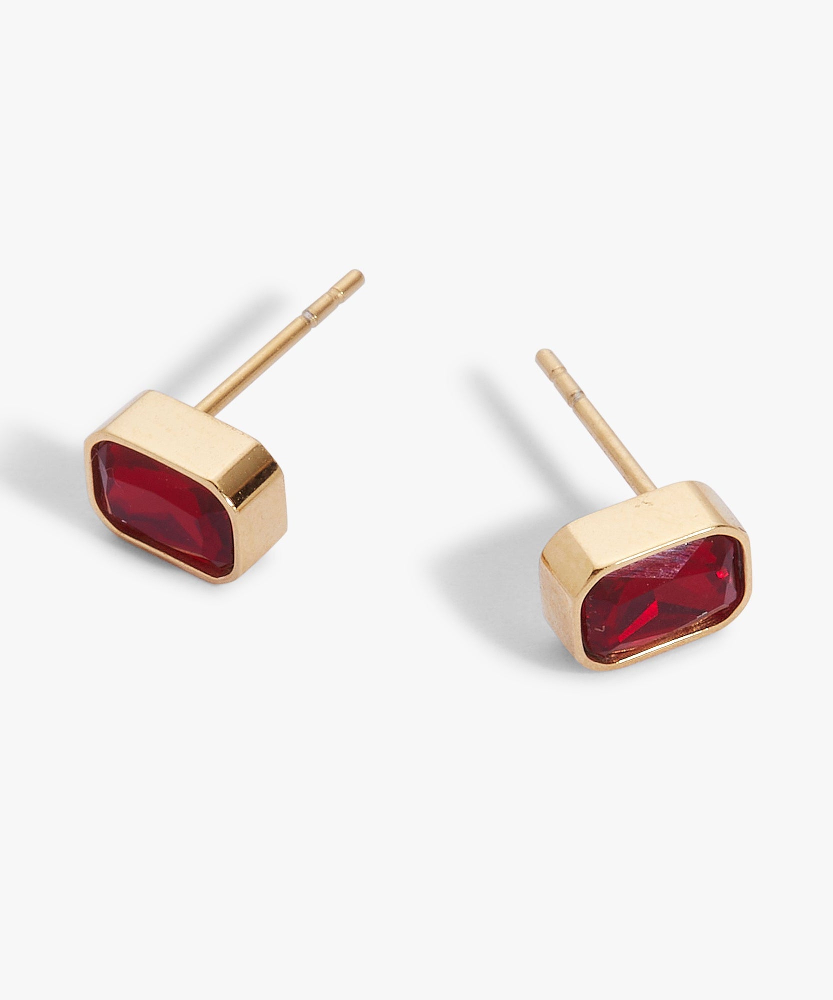 July Emerald-Cut Birthstone Stud Earrings