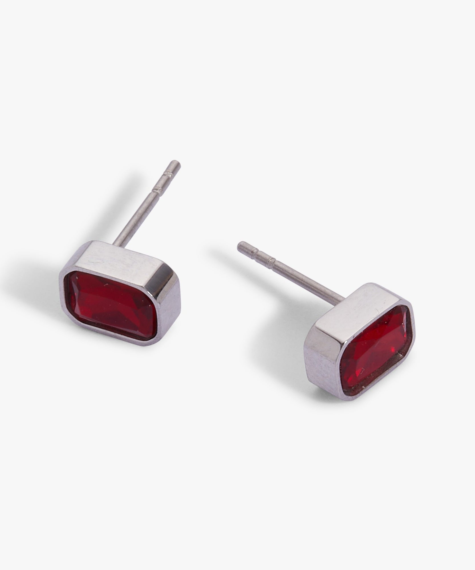 July Emerald-Cut Birthstone Stud Earrings