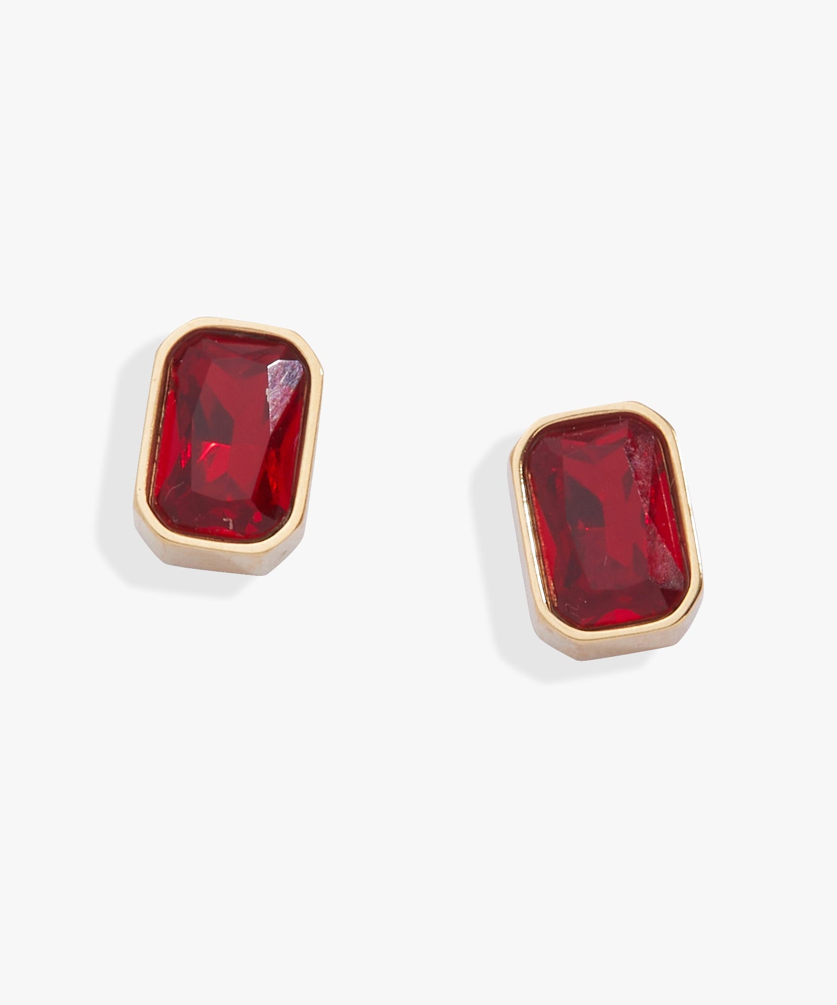 July Emerald-Cut Birthstone Stud Earrings
