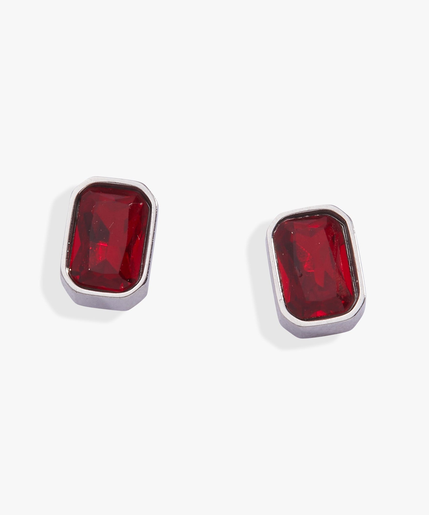 July Emerald-Cut Birthstone Stud Earrings