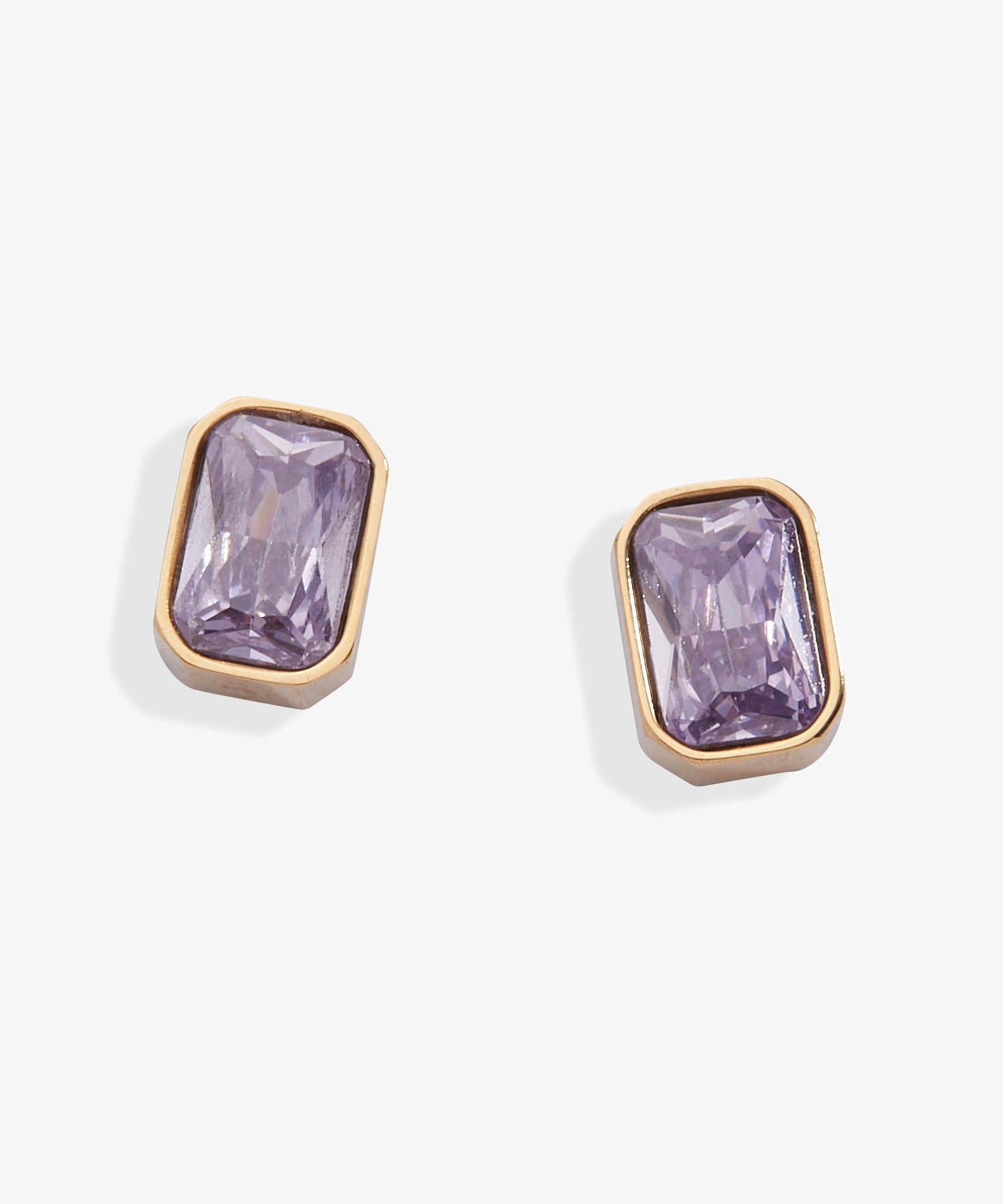 June Emerald-Cut Birthstone Stud Earrings