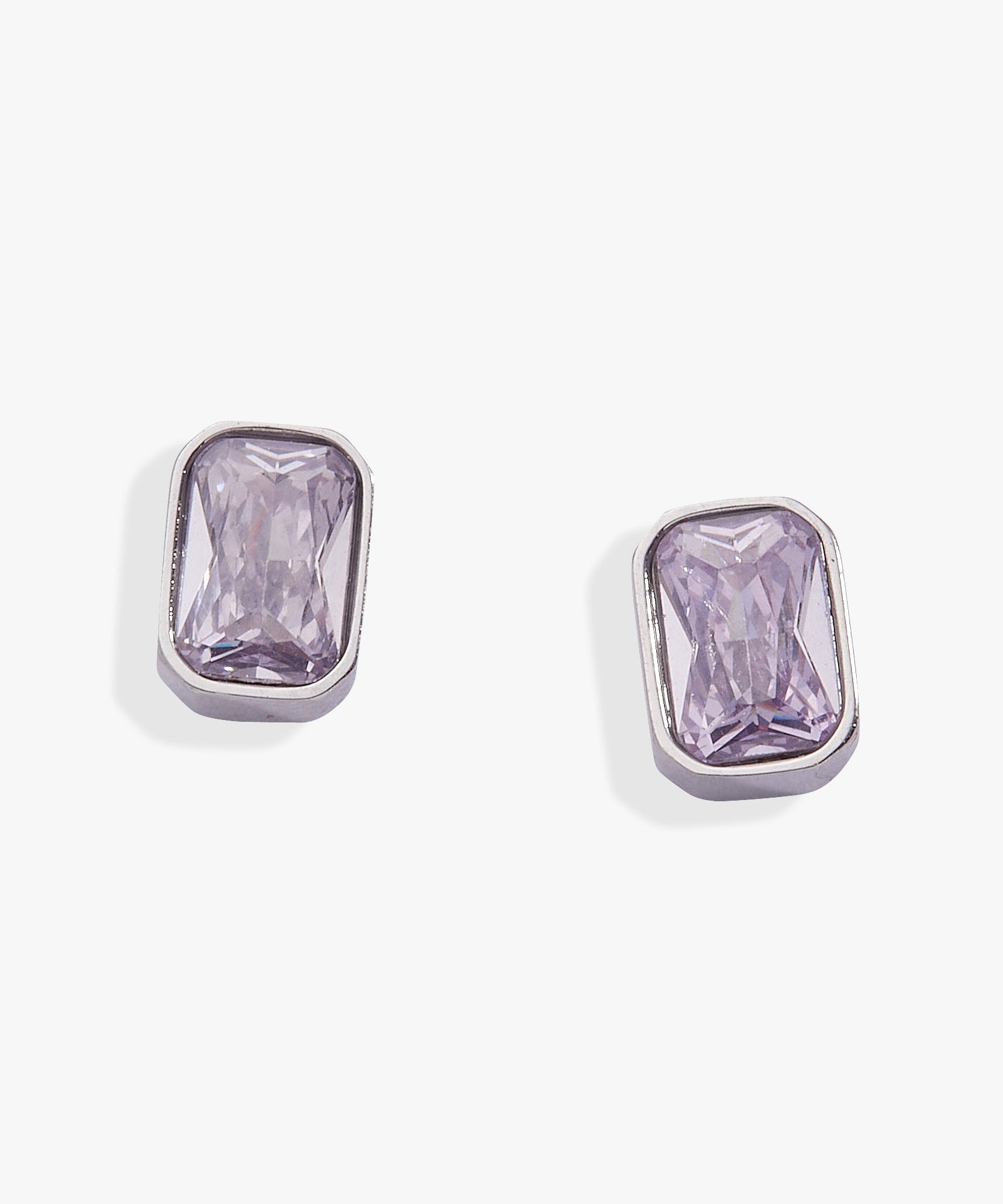 June Emerald-Cut Birthstone Stud Earrings