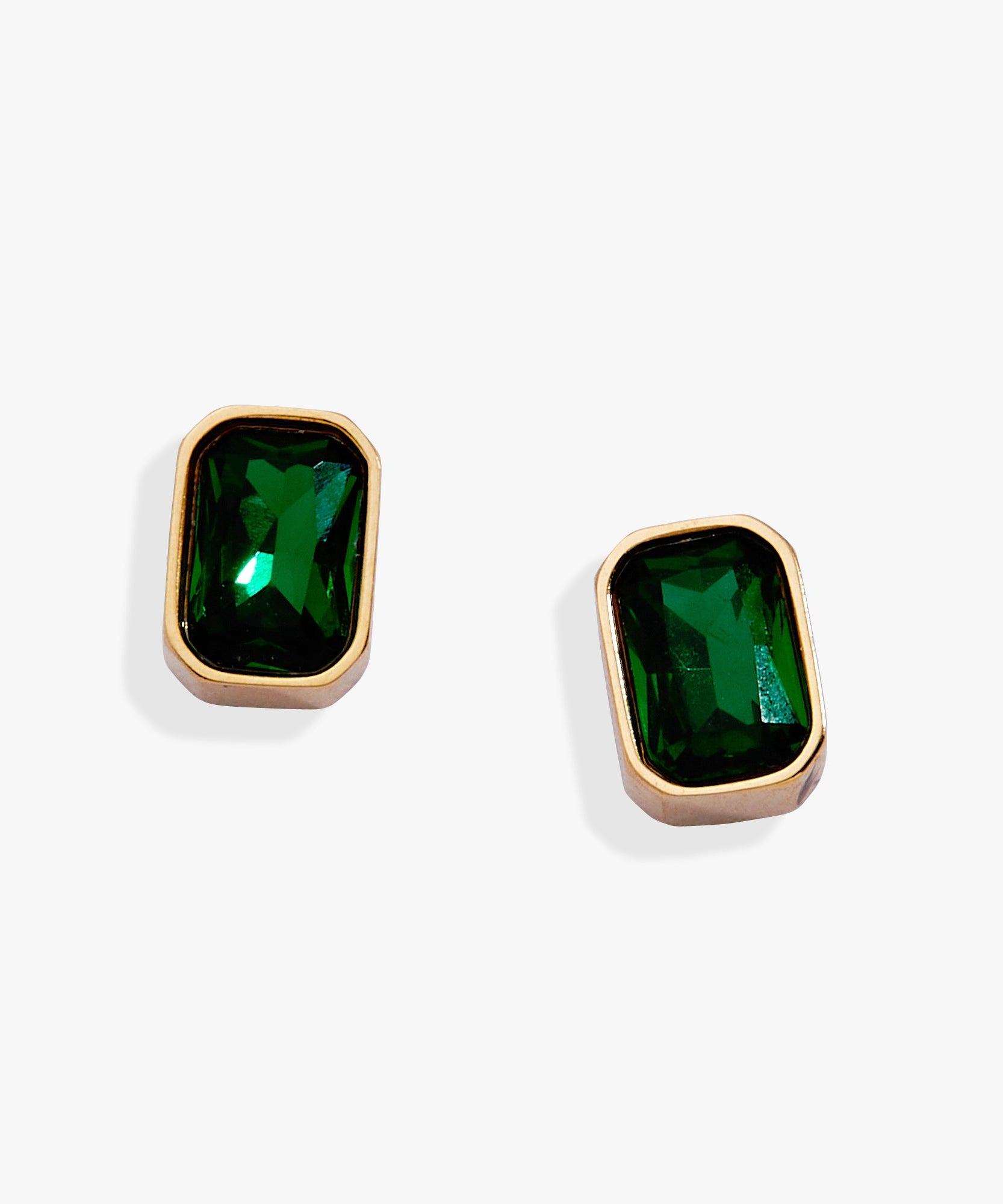 May Emerald-Cut Birthstone Stud Earrings