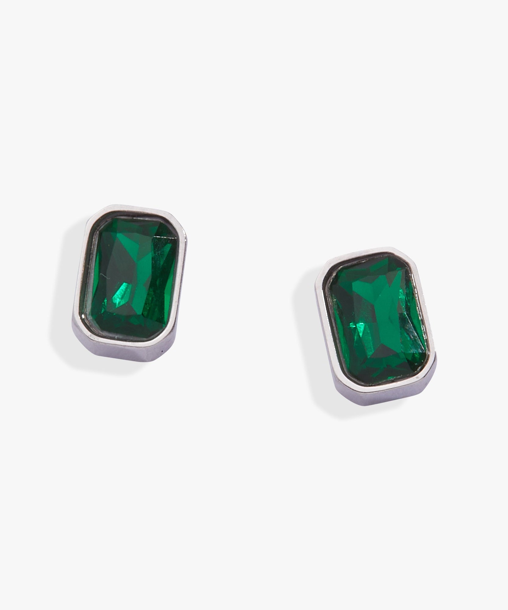 May Emerald-Cut Birthstone Stud Earrings