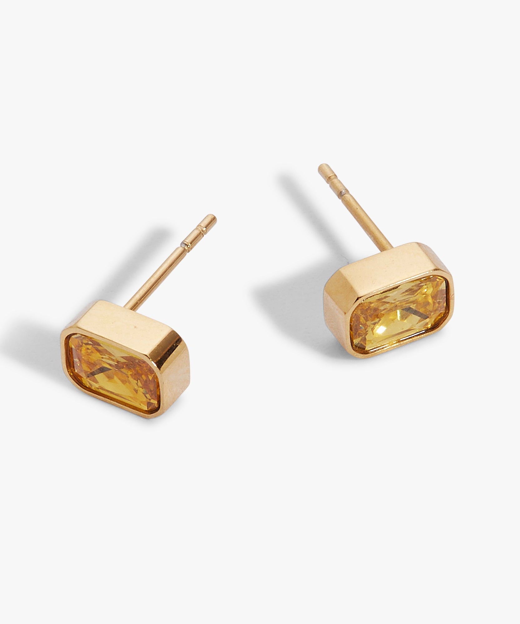 November Emerald-Cut Birthstone Stud Earrings