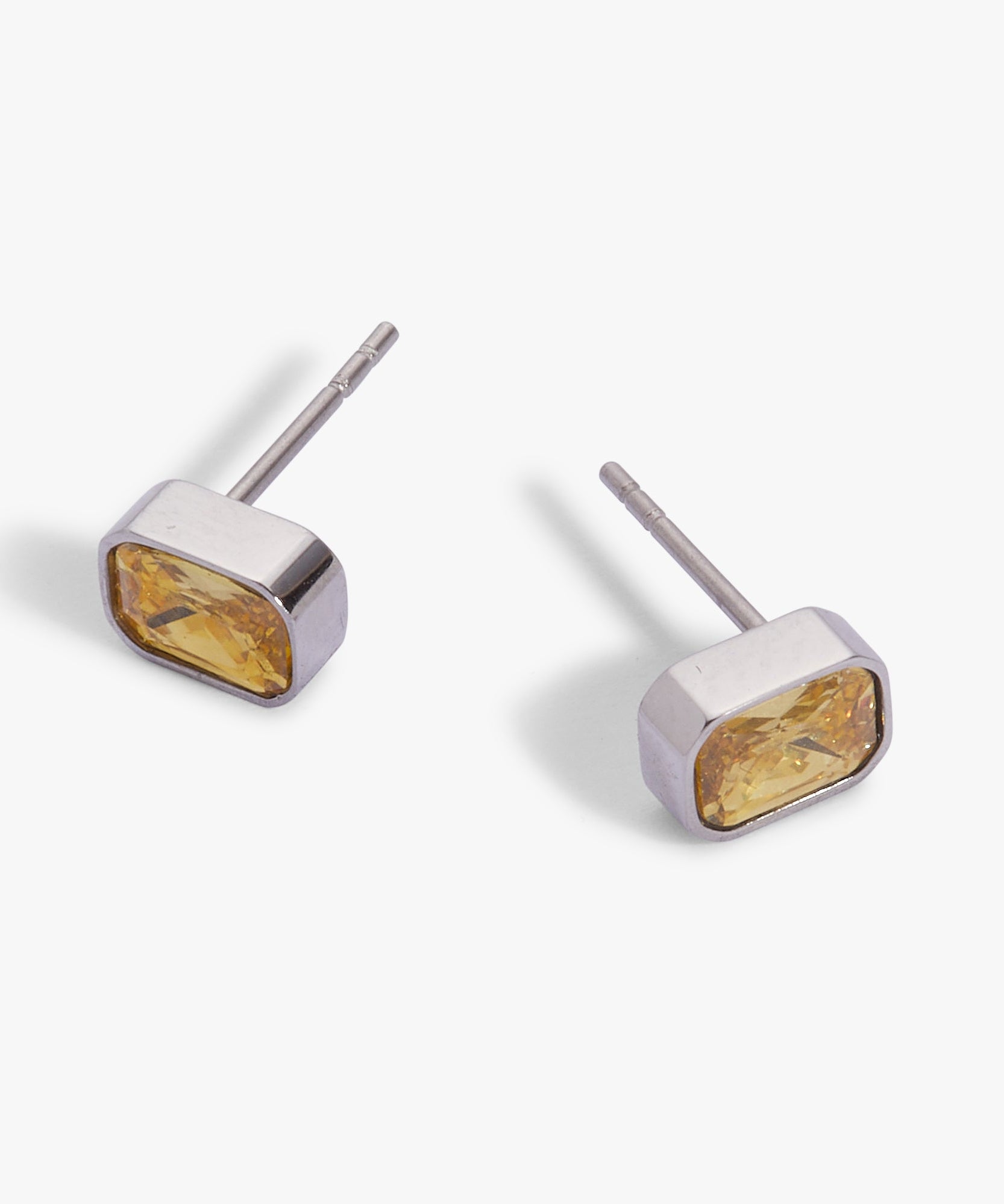 November Emerald-Cut Birthstone Stud Earrings