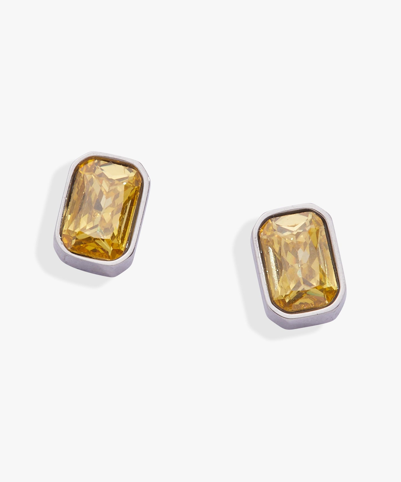 November Emerald-Cut Birthstone Stud Earrings