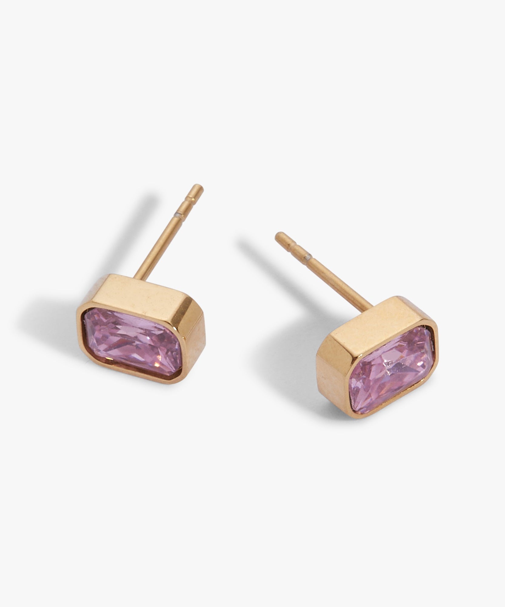 October Emerald-Cut Birthstone Stud Earrings