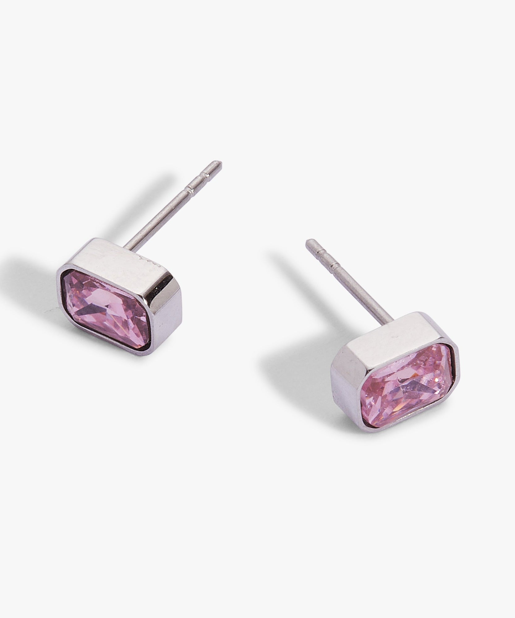 October Emerald-Cut Birthstone Stud Earrings