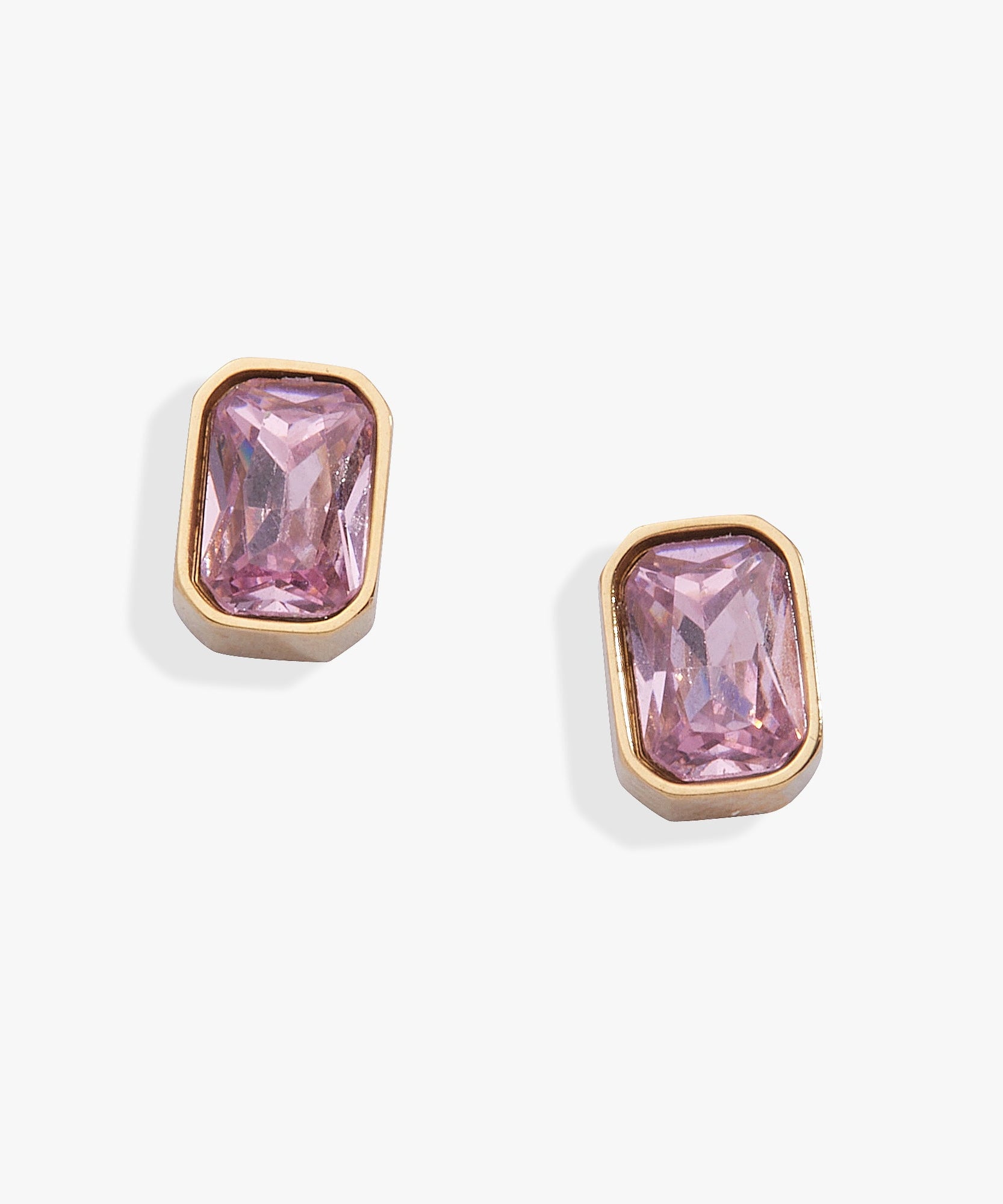 October Emerald-Cut Birthstone Stud Earrings