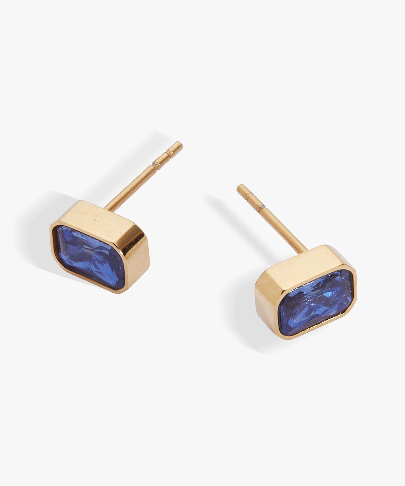 September Emerald-Cut Birthstone Stud Earrings