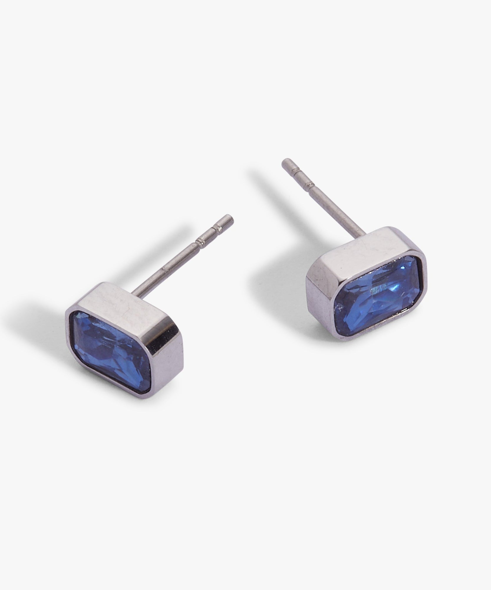 September Emerald-Cut Birthstone Stud Earrings