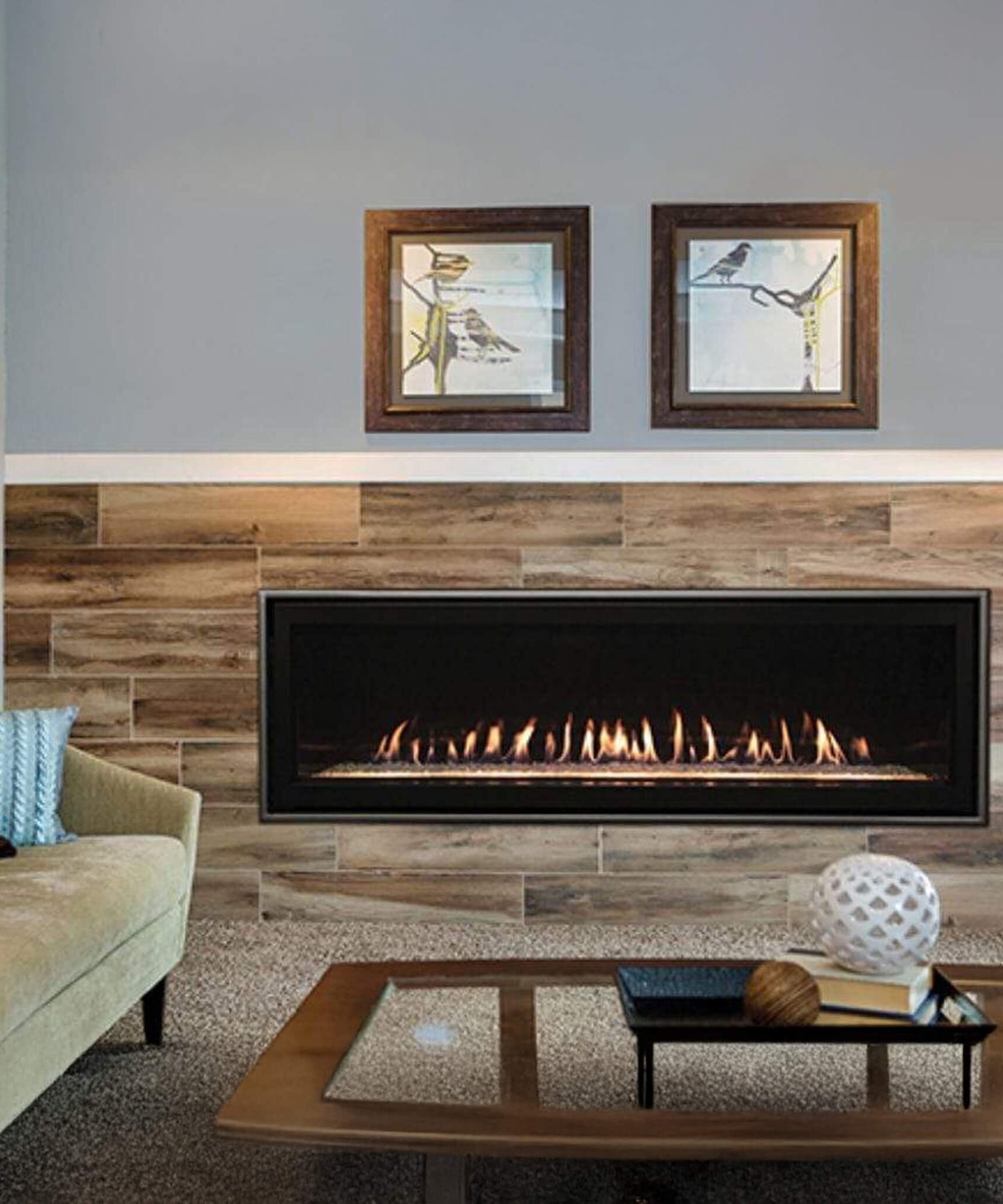 Empire Comfort Systems Boulevard 46K-52K BTU Direct Vent Linear Gas Fireplace With Multi Function Remote  (SAK52915)