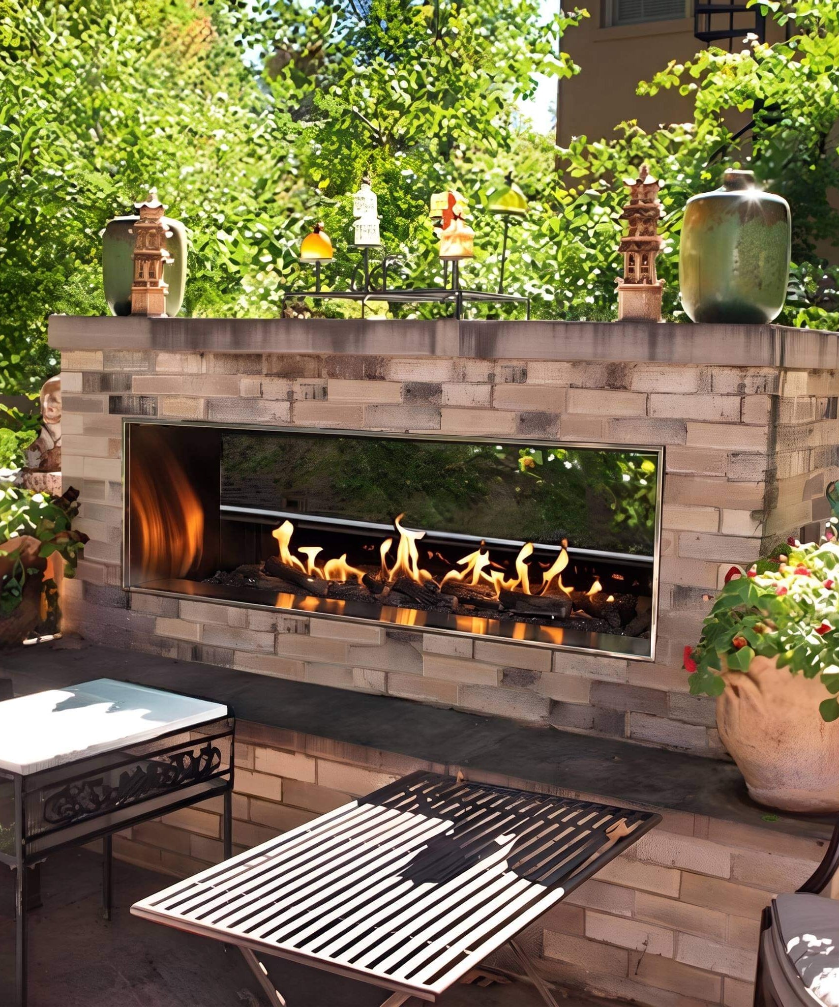 Empire Comfort Systems Carol Rose Coastal Natural Gas Outdoor Linear See Through Fireplace [OLL48/60SP12SN] (SAK39794)