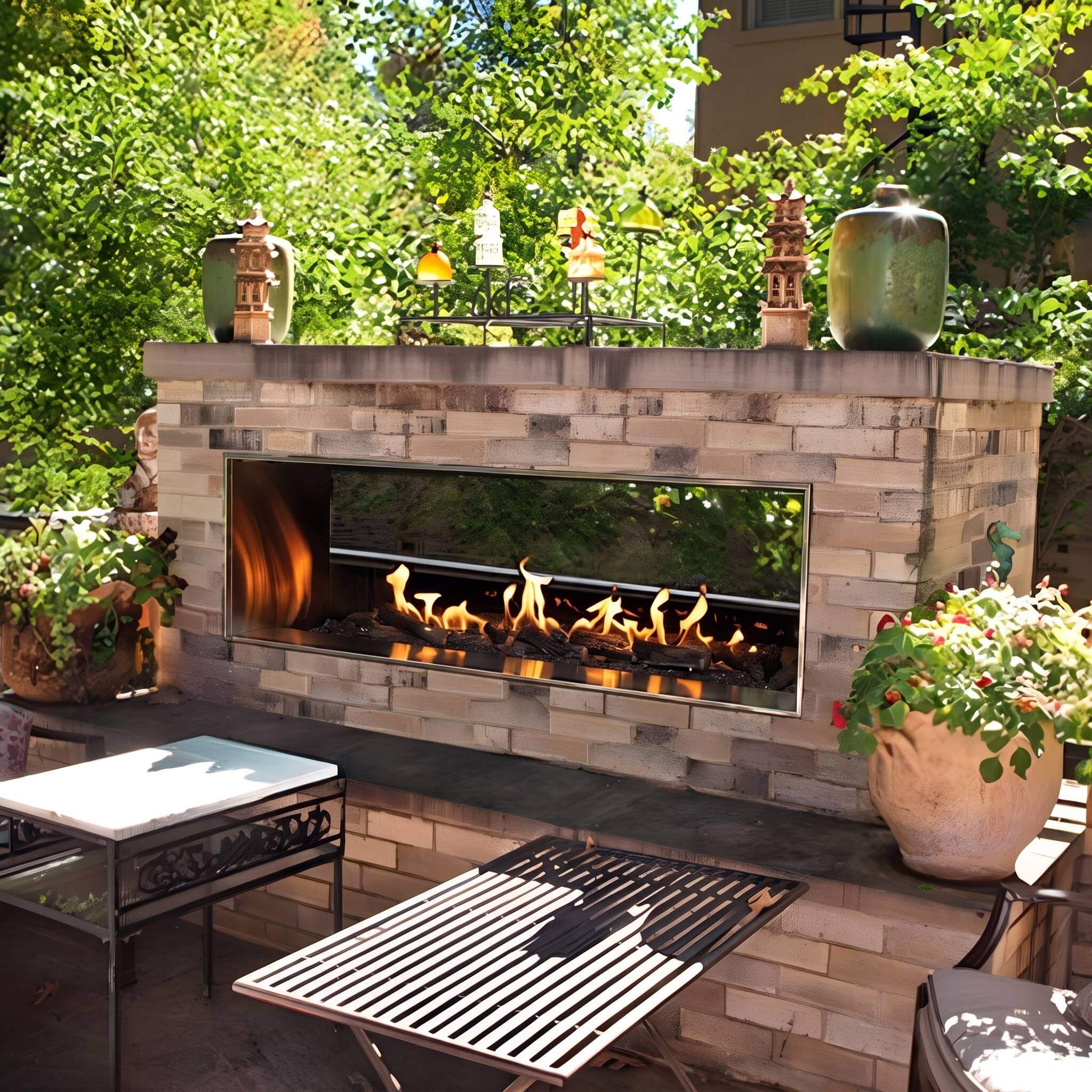 Empire Comfort Systems Carol Rose Coastal Natural Gas Outdoor Linear See Through Fireplace [OLL48/60SP12SN] (SAK39794)