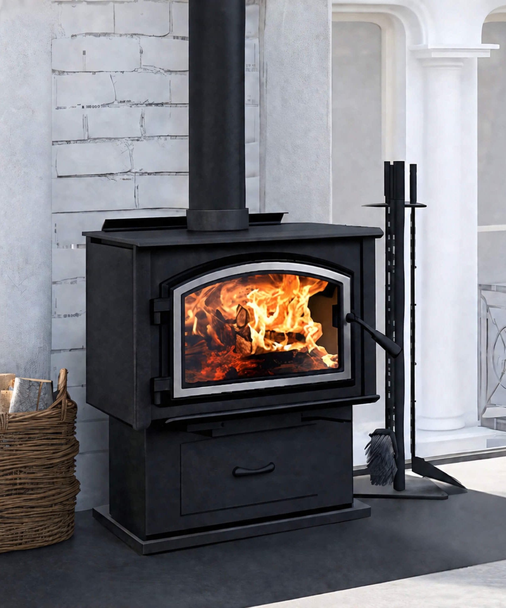 Empire Stove Gateway 1700 24-Inch Freestanding Wood Burning Fireplace [WB17FS] (SAK29365)