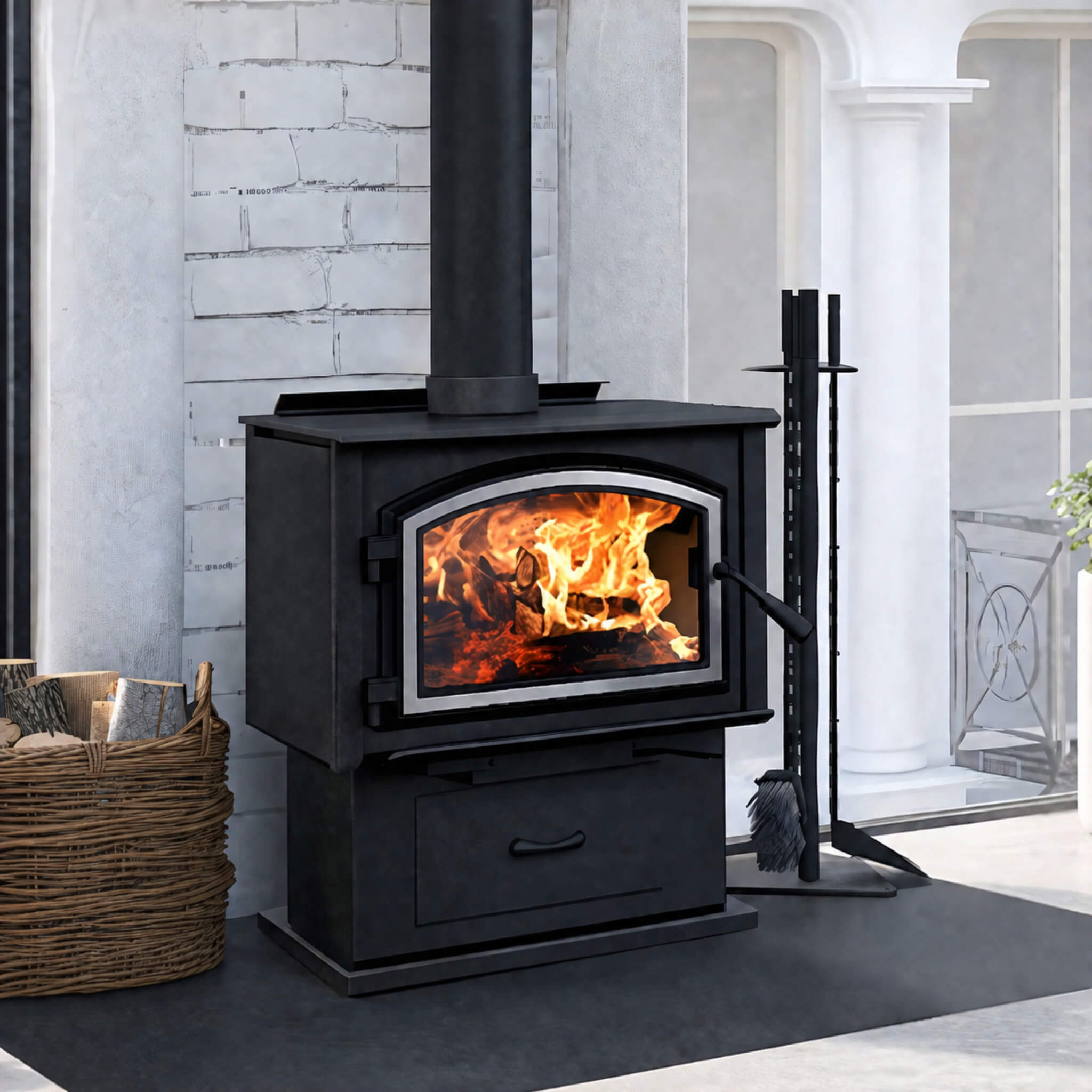 Empire Stove Gateway 1700 24-Inch Freestanding Wood Burning Fireplace [WB17FS] (SAK29365)