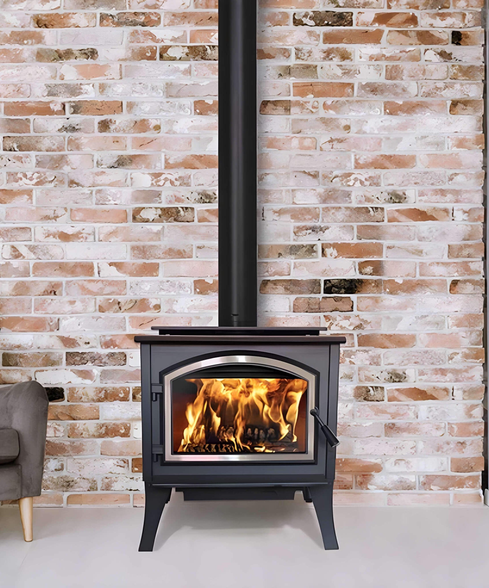 Empire Stove Gateway 2300 26-Inch Freestanding Metallic Black Wood Burning Fireplace [WB23FS] (SAK40618)