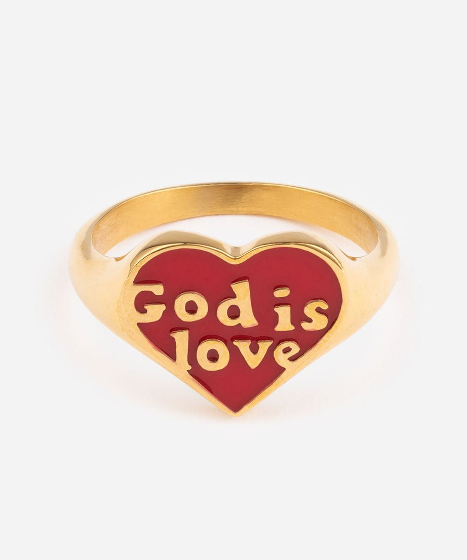 Enamel God is Love Ring