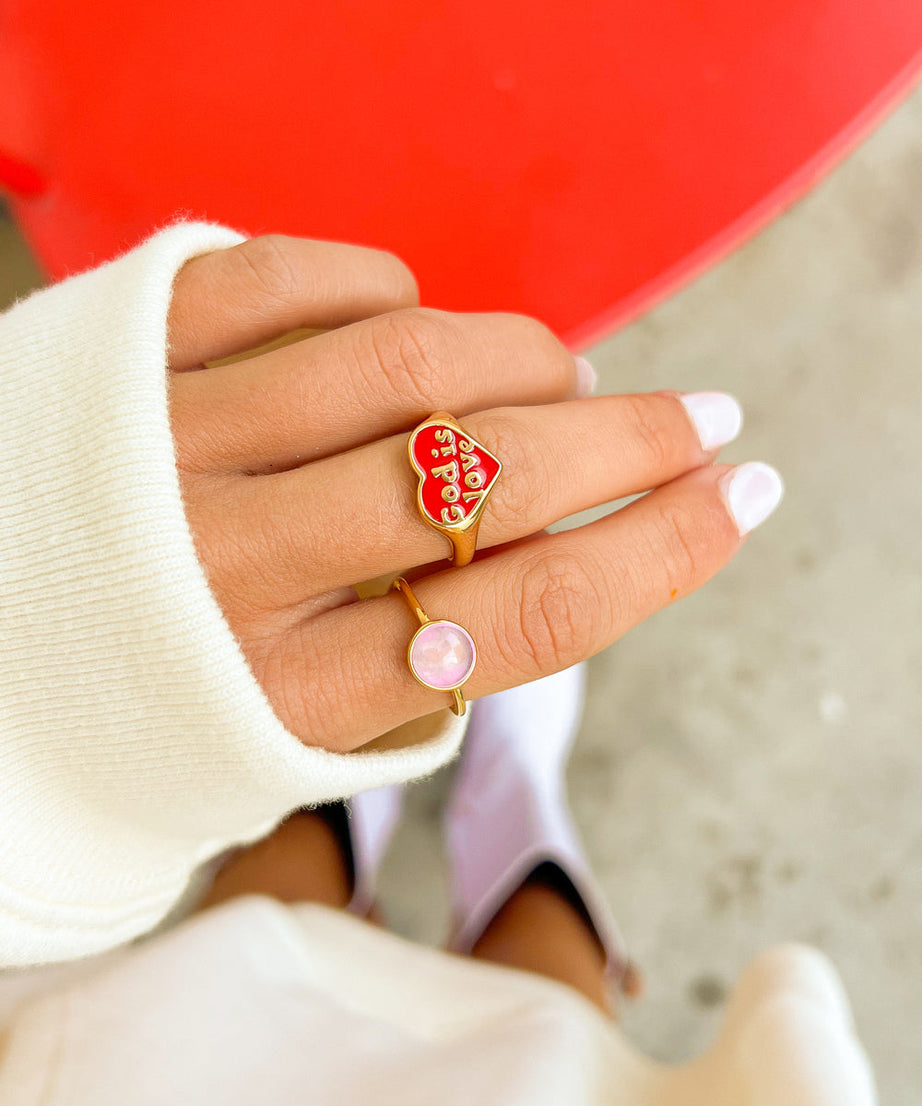 Enamel God is Love Ring