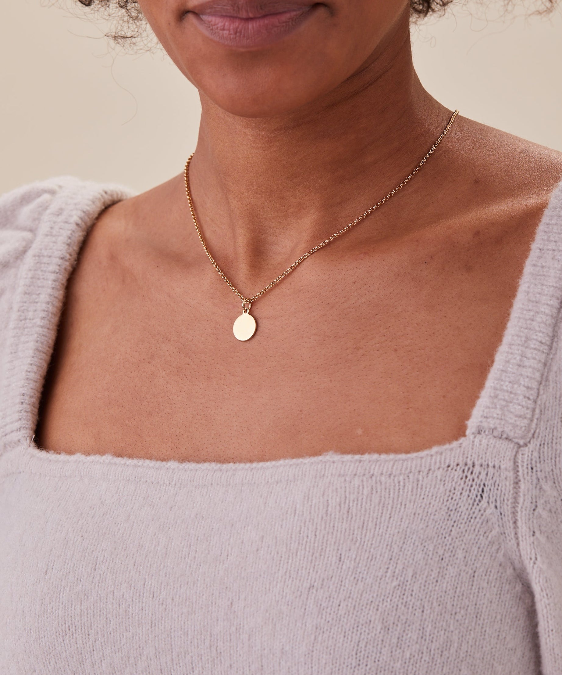 Small Circle Charm Necklace, 19''