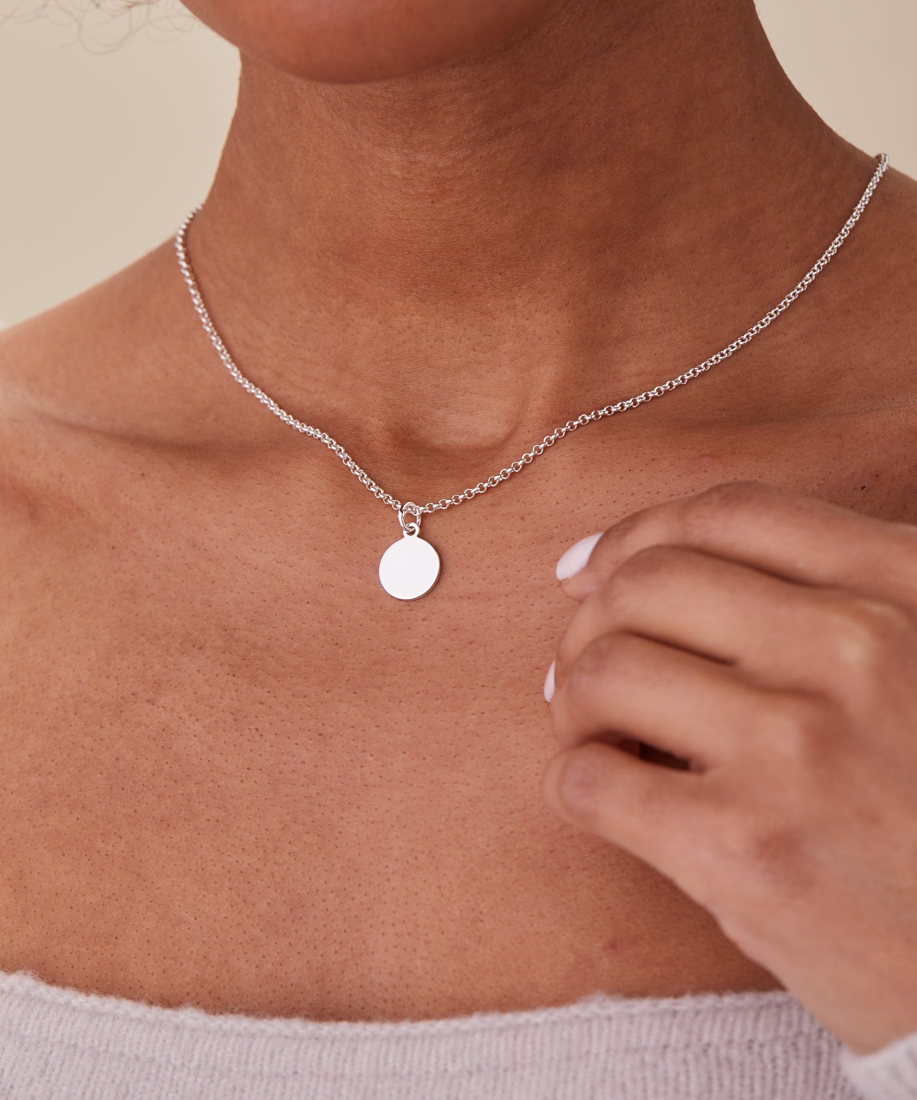 Small Circle Charm Necklace, 19''
