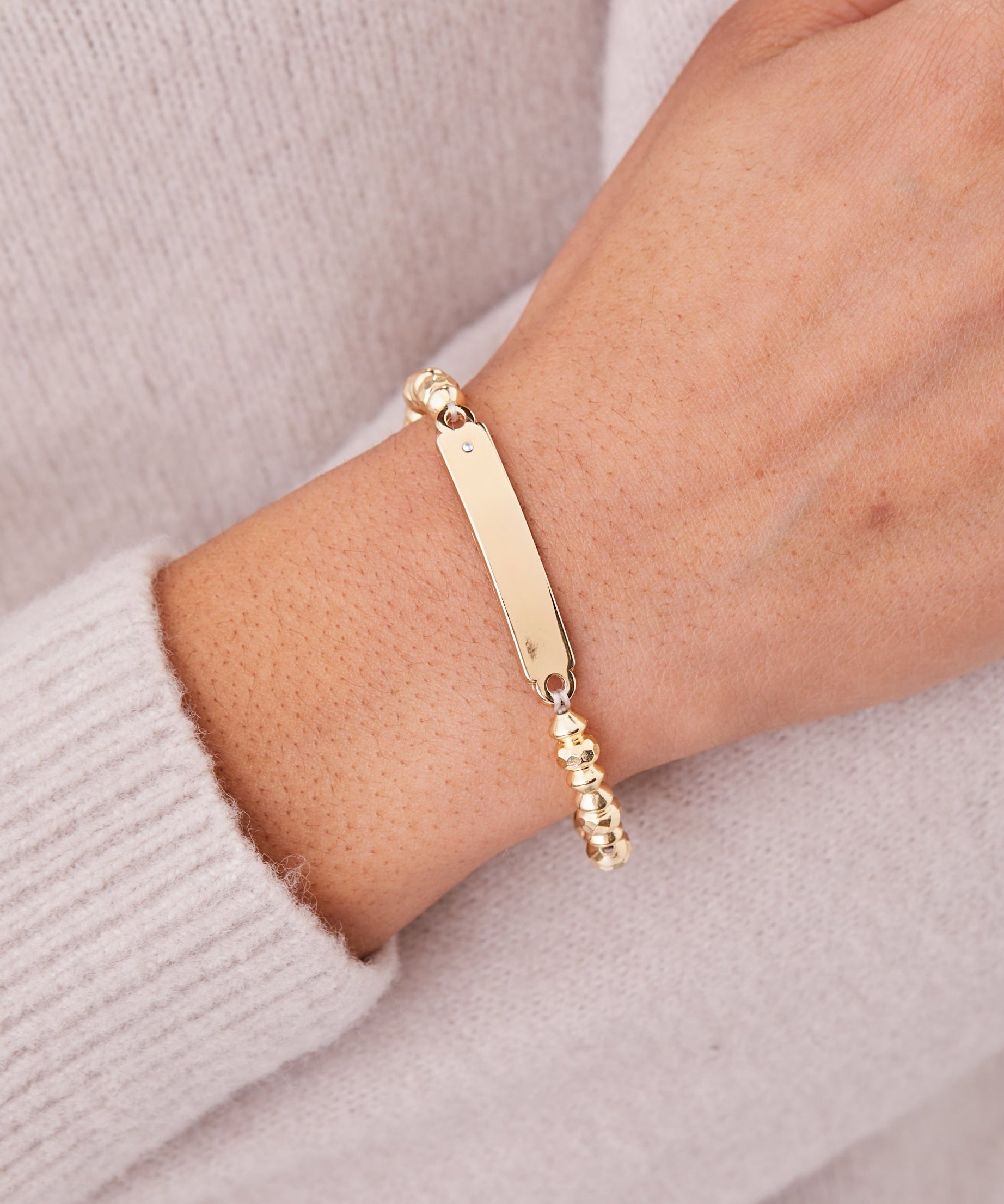 Inline Bar Stretch Bracelet with Crystal Accent