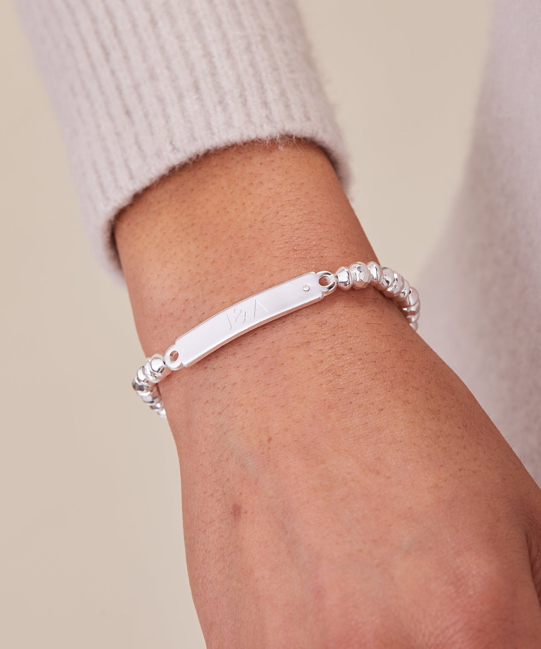 Inline Bar Stretch Bracelet with Crystal Accent