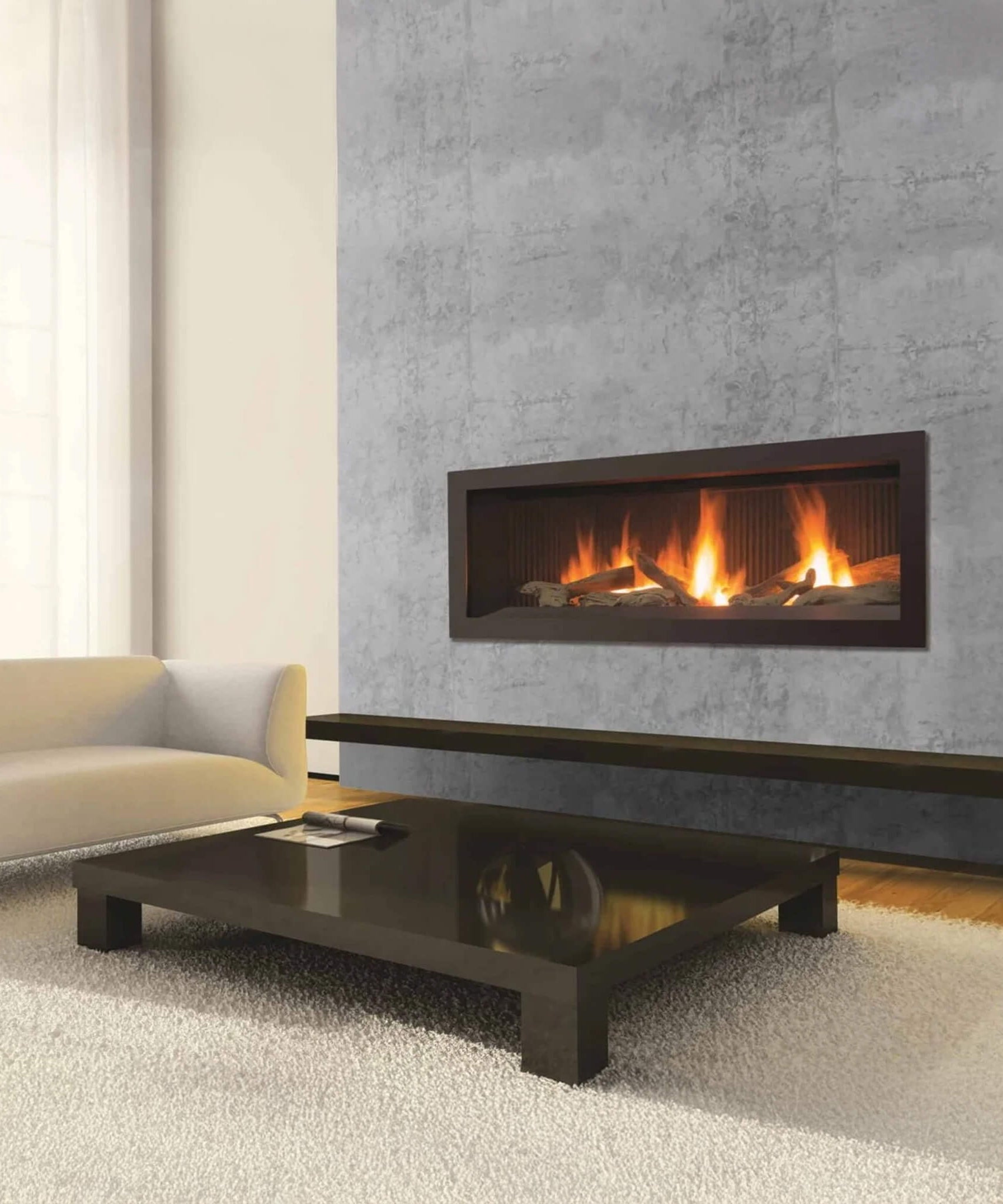 Enviro Linear Nova Direct Vent Natural Gas Fireplace With Burner Tray, Vermiculite, Steel Liner & LP Conversion Kit [C44-2] (SAK45387)