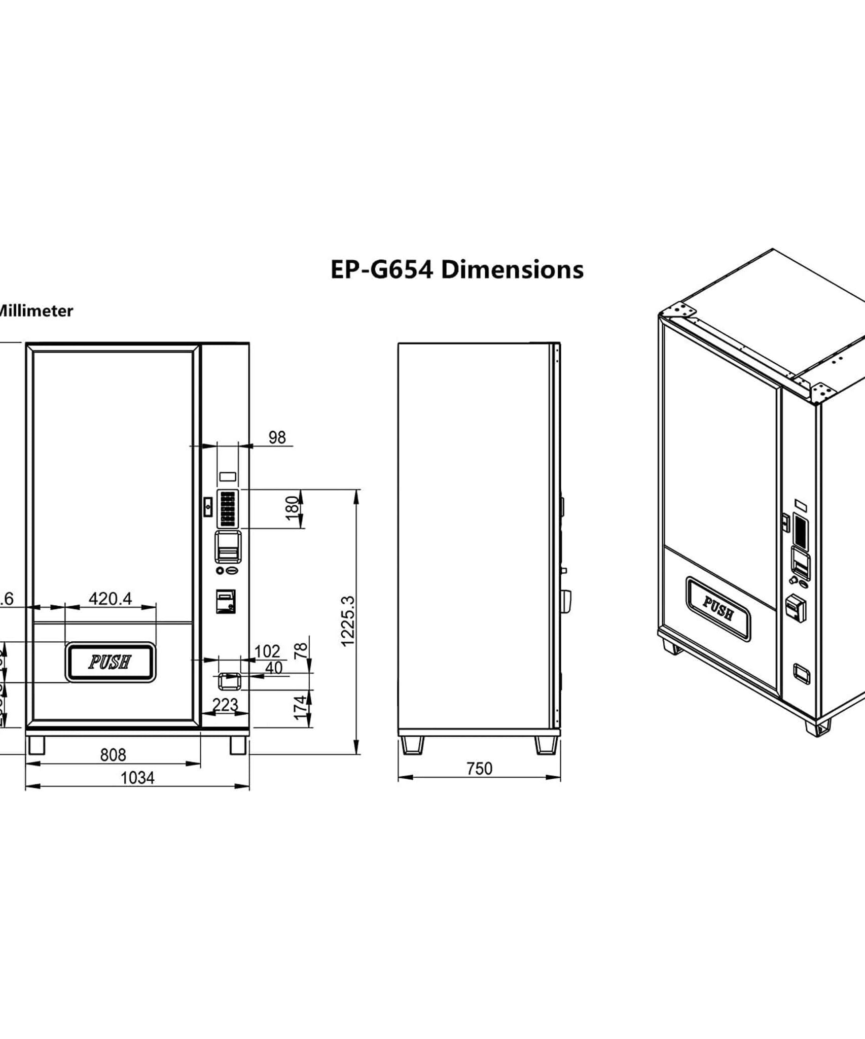 Epx Large 6FT Snacks And Drinks Combo Vending Machine With Dual Zone Refrigeration And Bill Acceptor [EP-G654] (SAK47539)