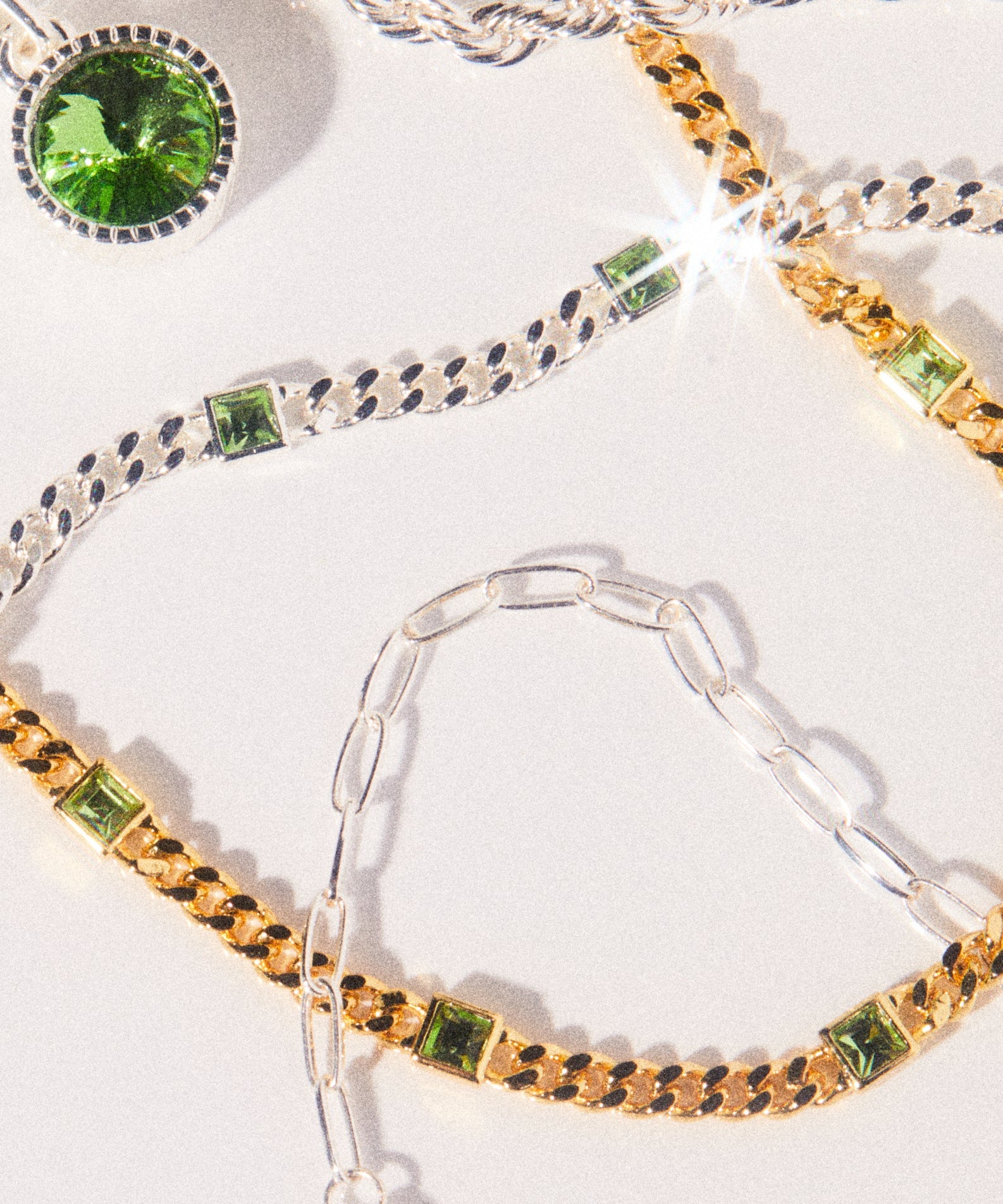 August Birthstone Peridot Curb Chain Bracelet