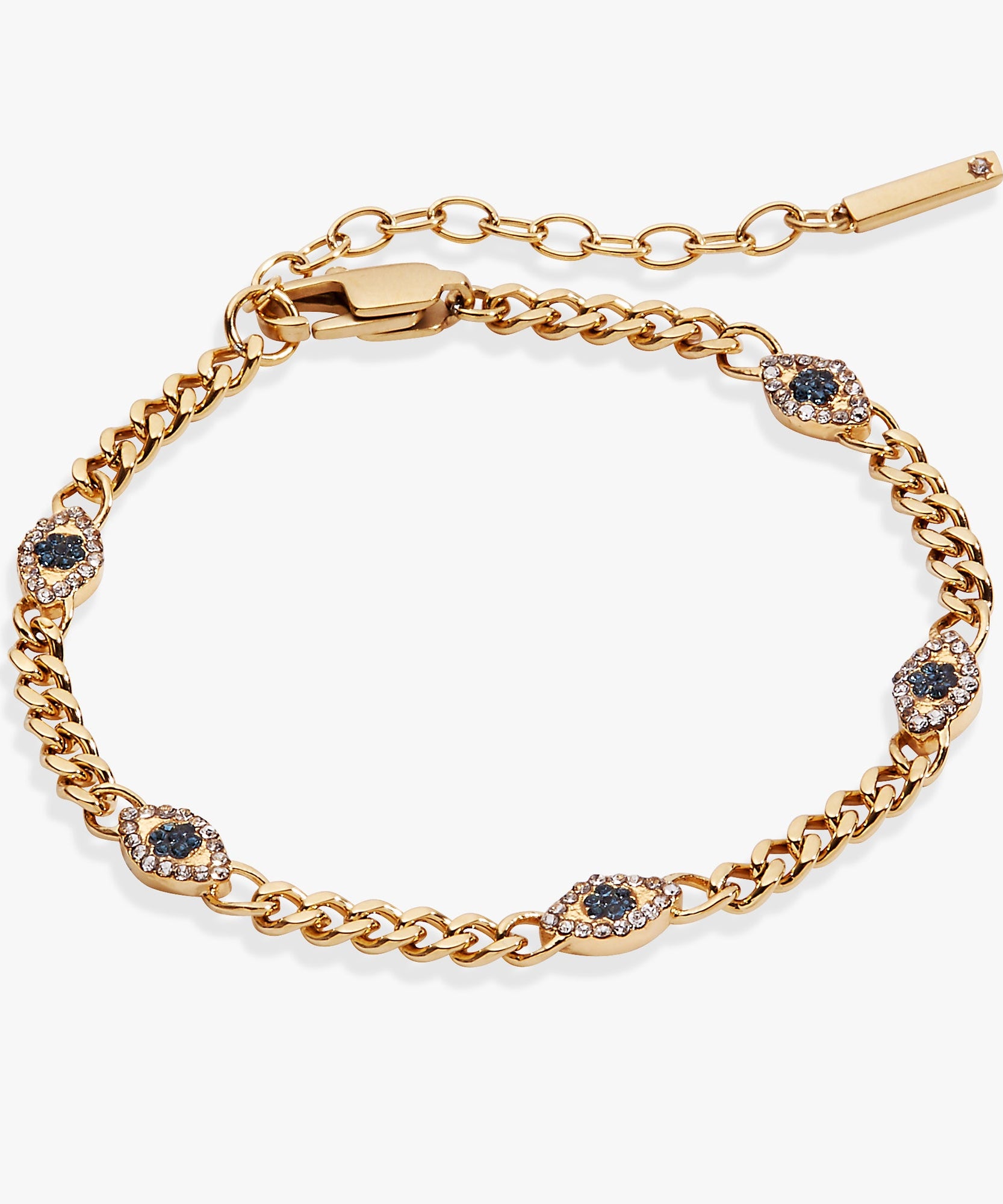 Evil Eye Curb Chain Inline Bracelet