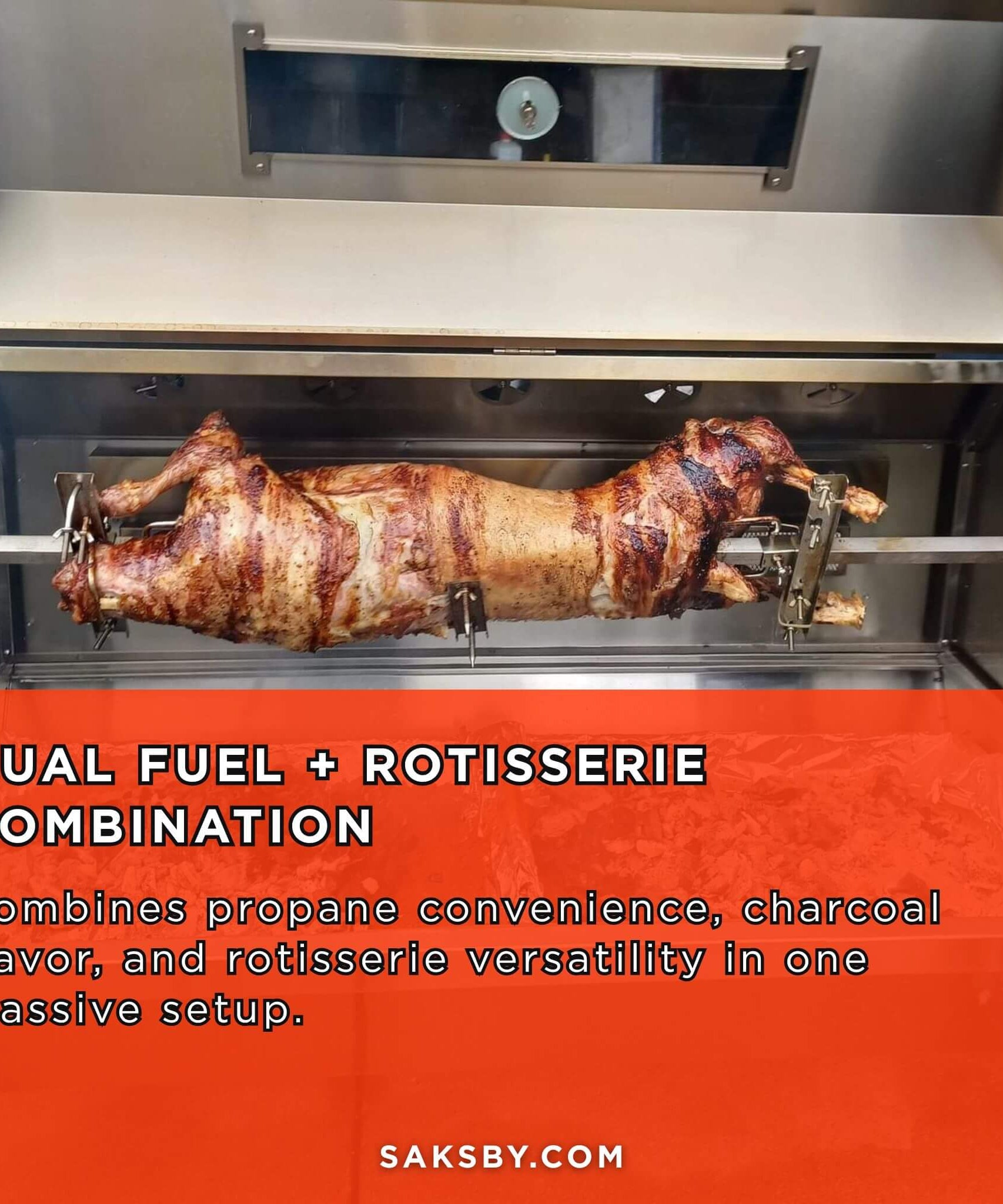 Extra-Large Stainless Steel Propane And Charcoal BBQ Rotisserie (SAK14873)