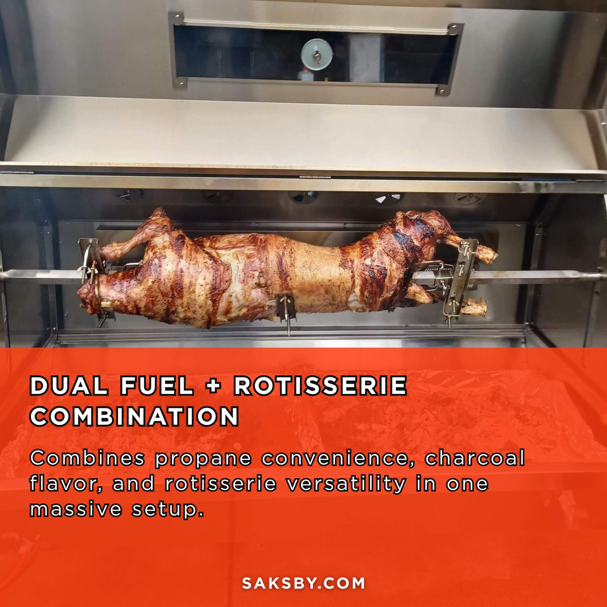 Extra-Large Stainless Steel Propane And Charcoal BBQ Rotisserie (SAK14873)