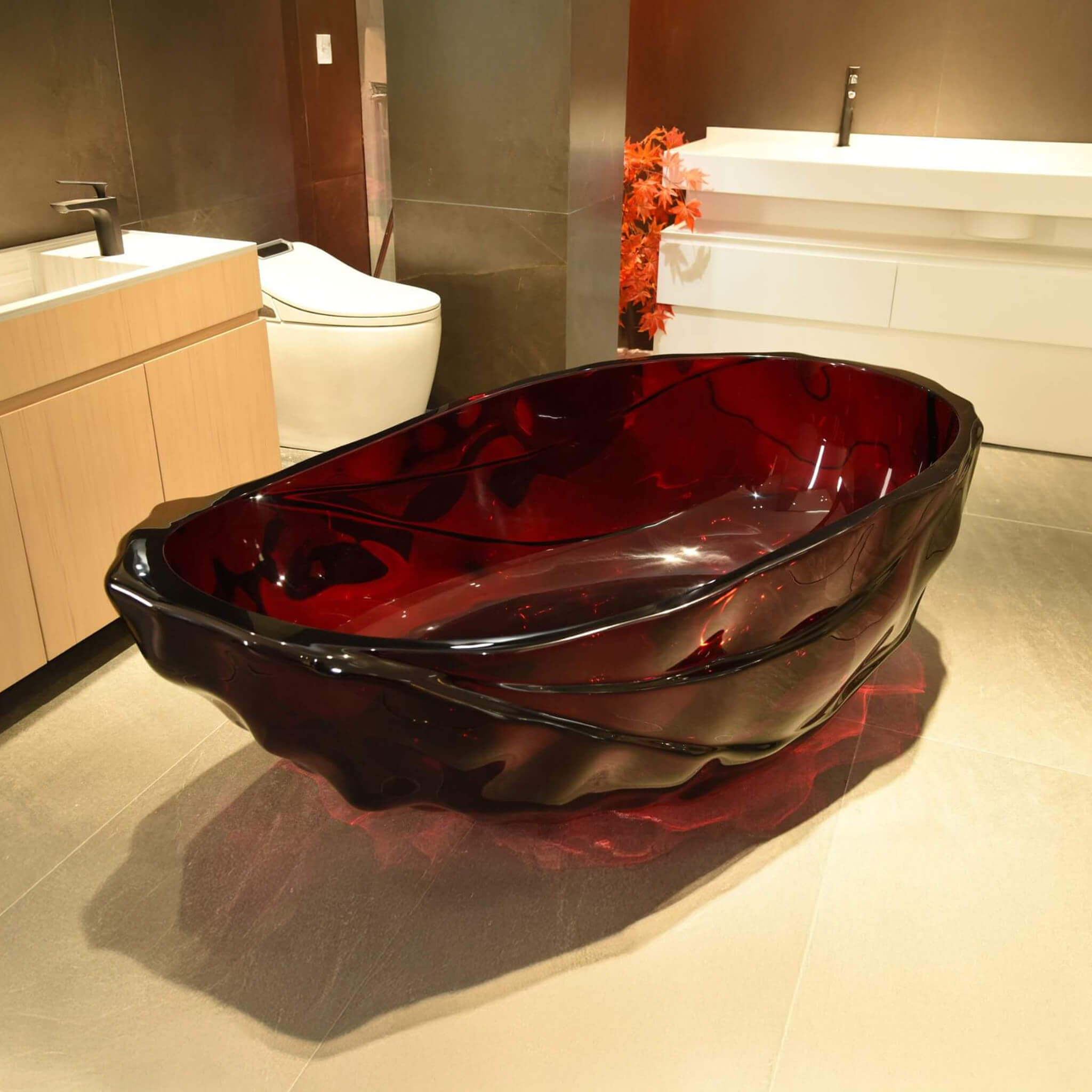Nuvia Extra-Large 67-Inch Modern Freestanding Oval Resin Soaking Bathtub (SAK39750)