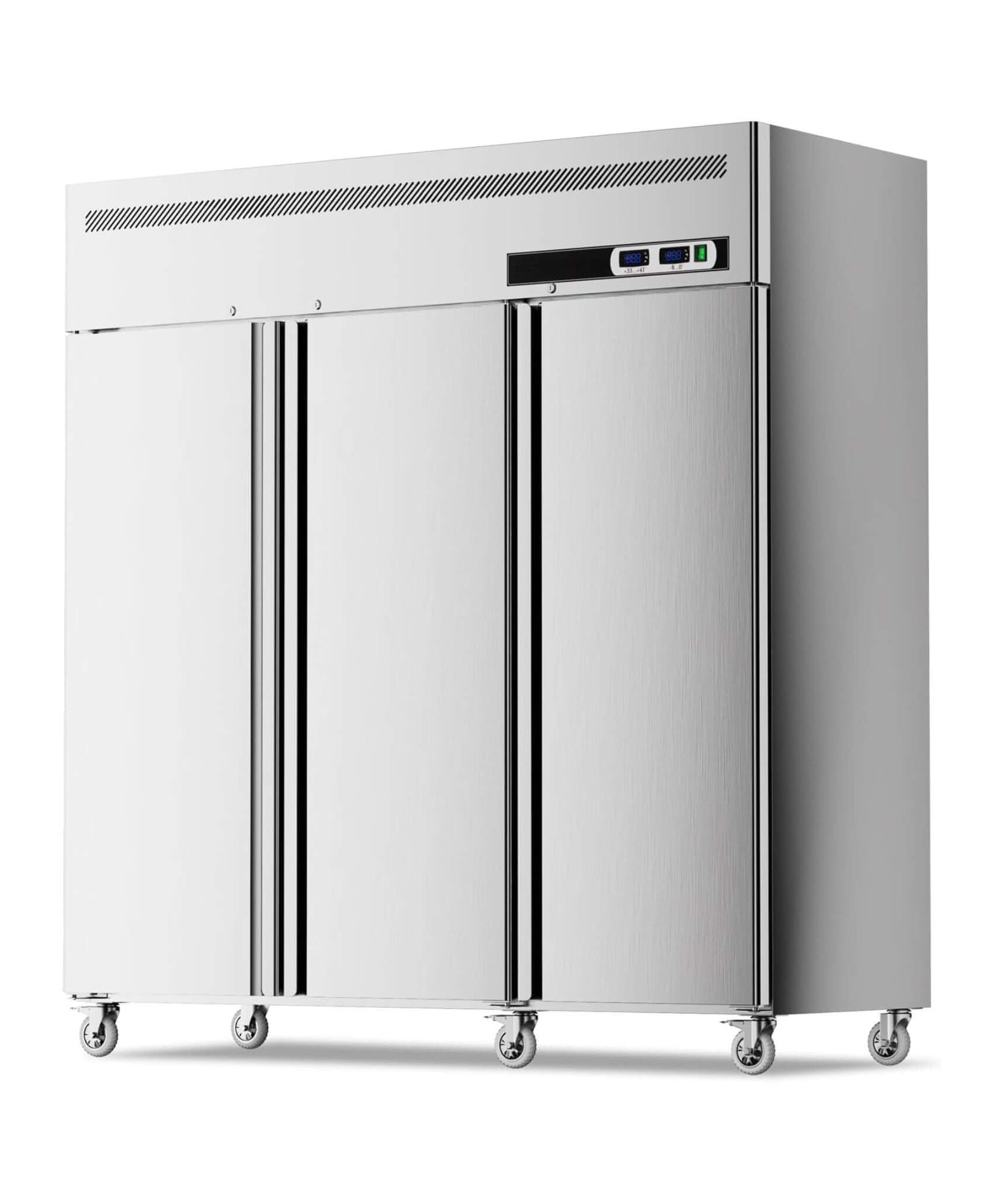 Extra-Large 72-Inch 54 Cu.Ft Commercial 3-Door Upright Reach-In Freezer Refrigerator Combo With Wheels (SAK68325)
