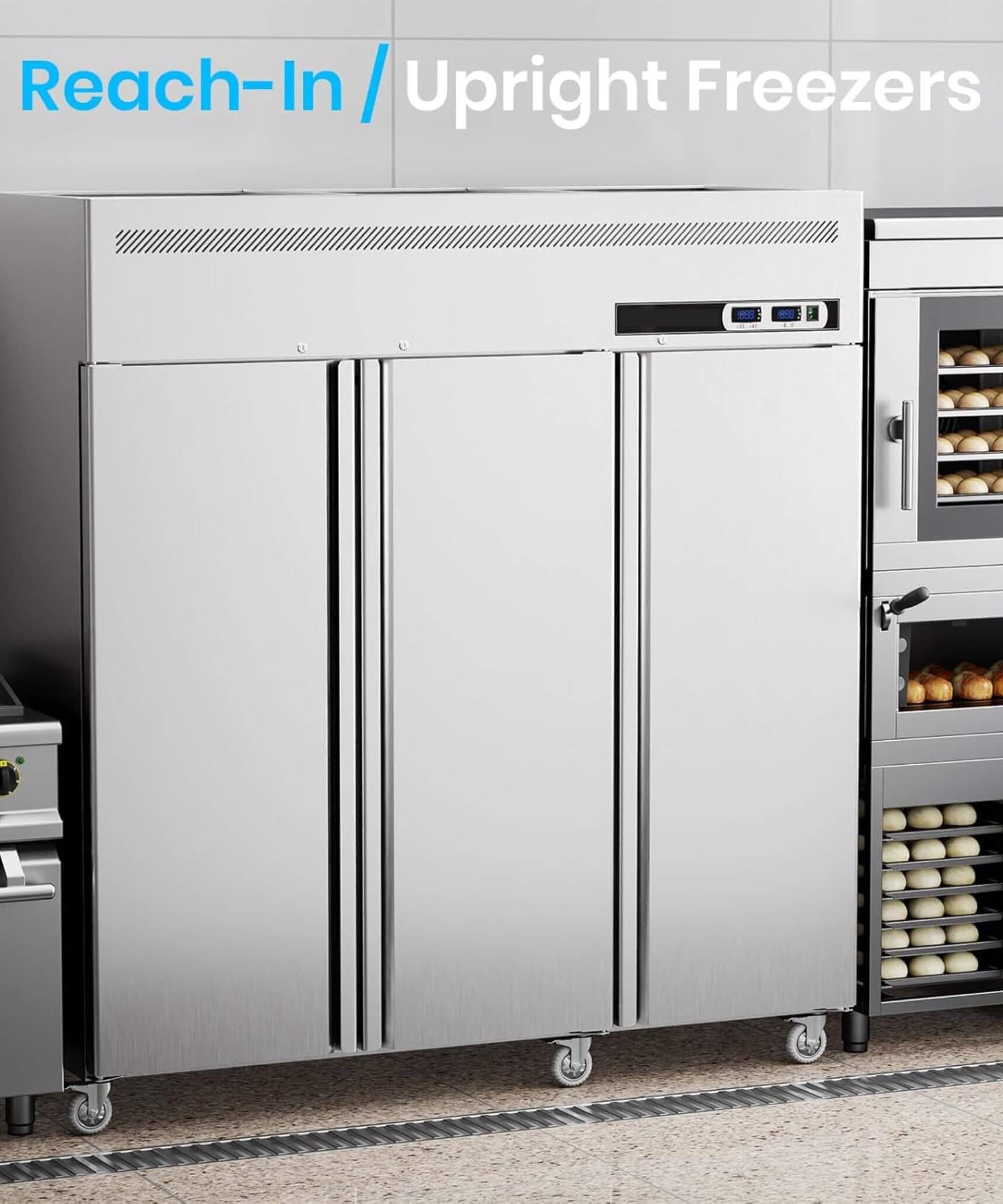 Extra-Large 72-Inch 54 Cu.Ft Commercial 3-Door Upright Reach-In Freezer Refrigerator Combo With Wheels (SAK68325)