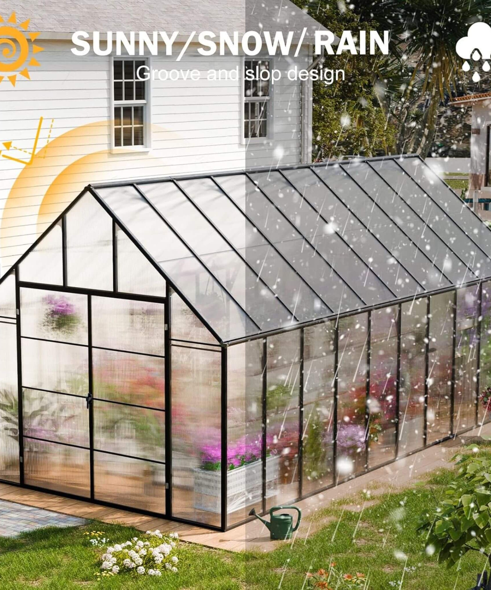 [10X20FT] Extra-Large Heavy-Duty Outdoor Backyard Greenhouse With Adjustable Roof Vents, 4MM (SAK59482)