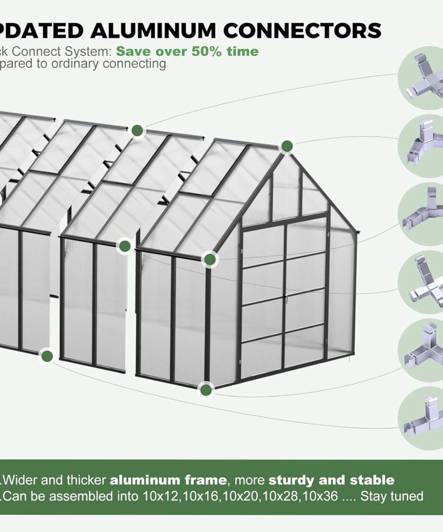 [10X36FT] Extra-Large Heavy-Duty Outdoor Walk-In Greenhouse With Adjustable Roof Vents, 4MM (SAK26174)