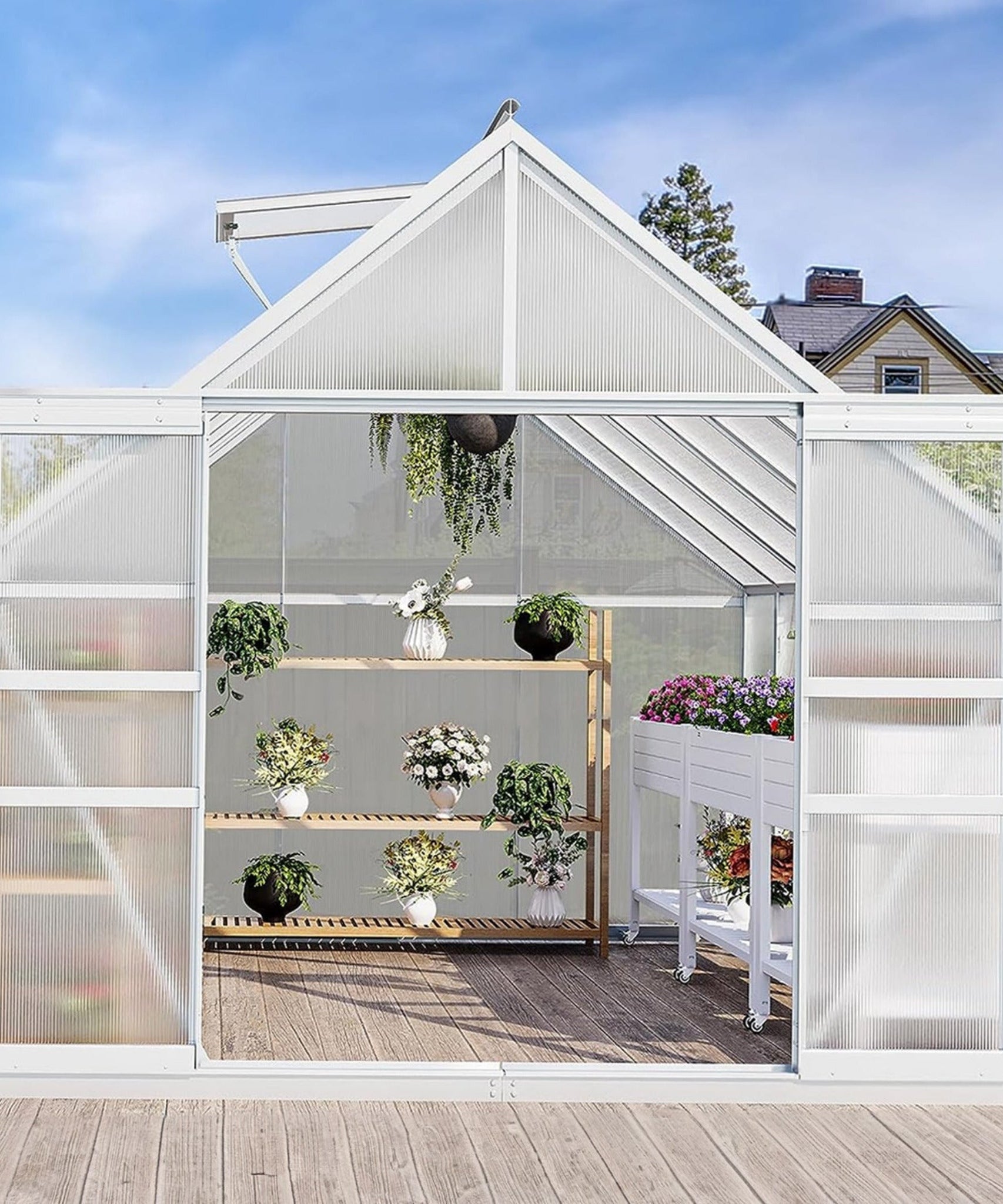 [10X12FT] Extra-Large Heavy-Duty Polycarbonate Aluminum Greenhouse With Sliding Doors And Vents (SAK74183)