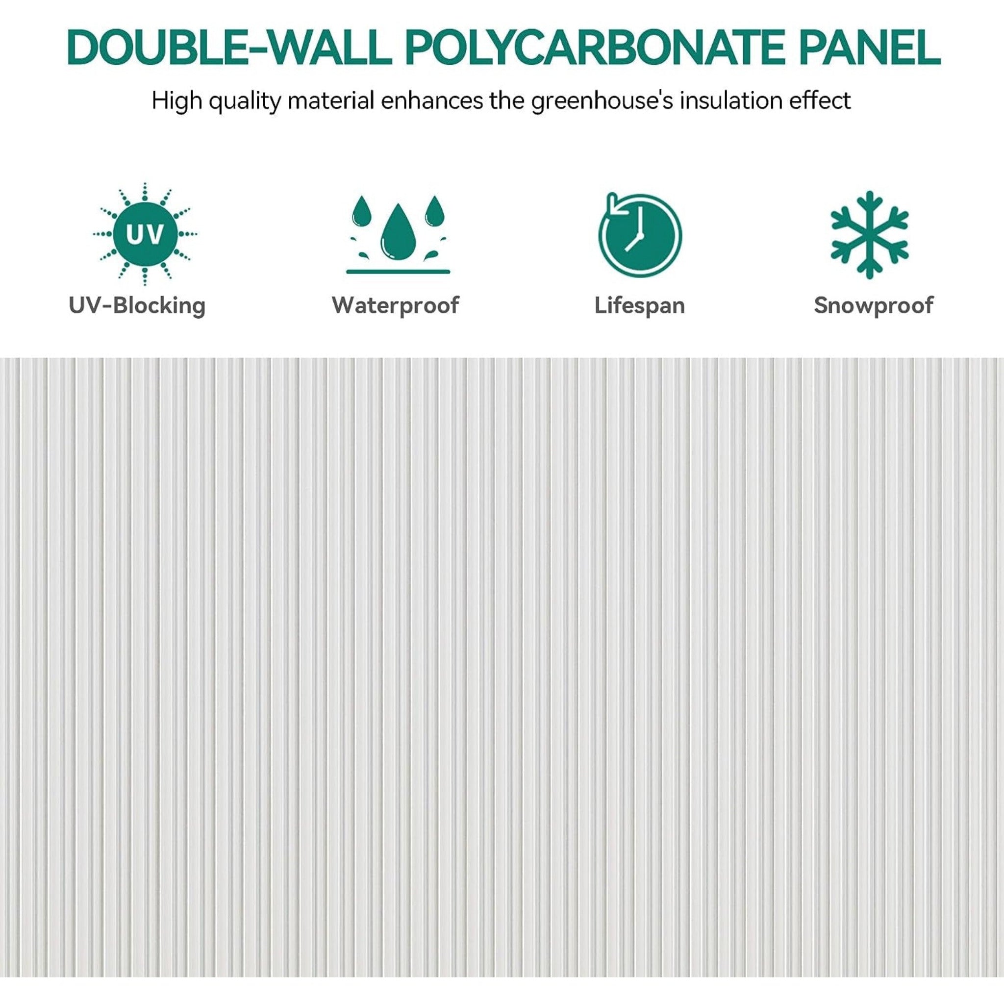 [10X12FT] Extra-Large Heavy-Duty Polycarbonate Aluminum Greenhouse With Sliding Doors And Vents (SAK74183)
