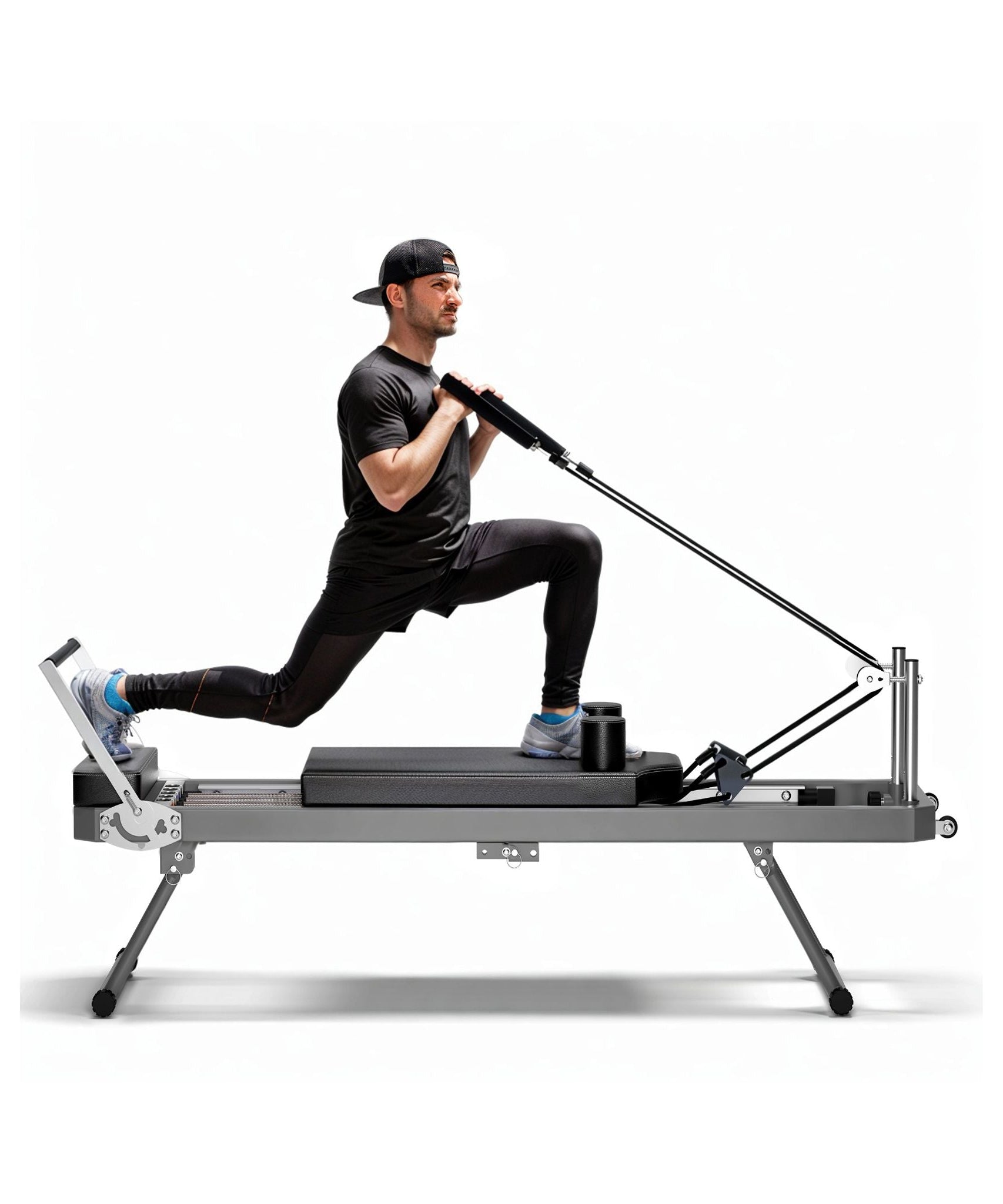 Core Pilates Extra-Large Multi-Functional Pilates Reformer Machine With Dynamic Resistance Cords And Aerobic Rebounder, Black (SAK32879)