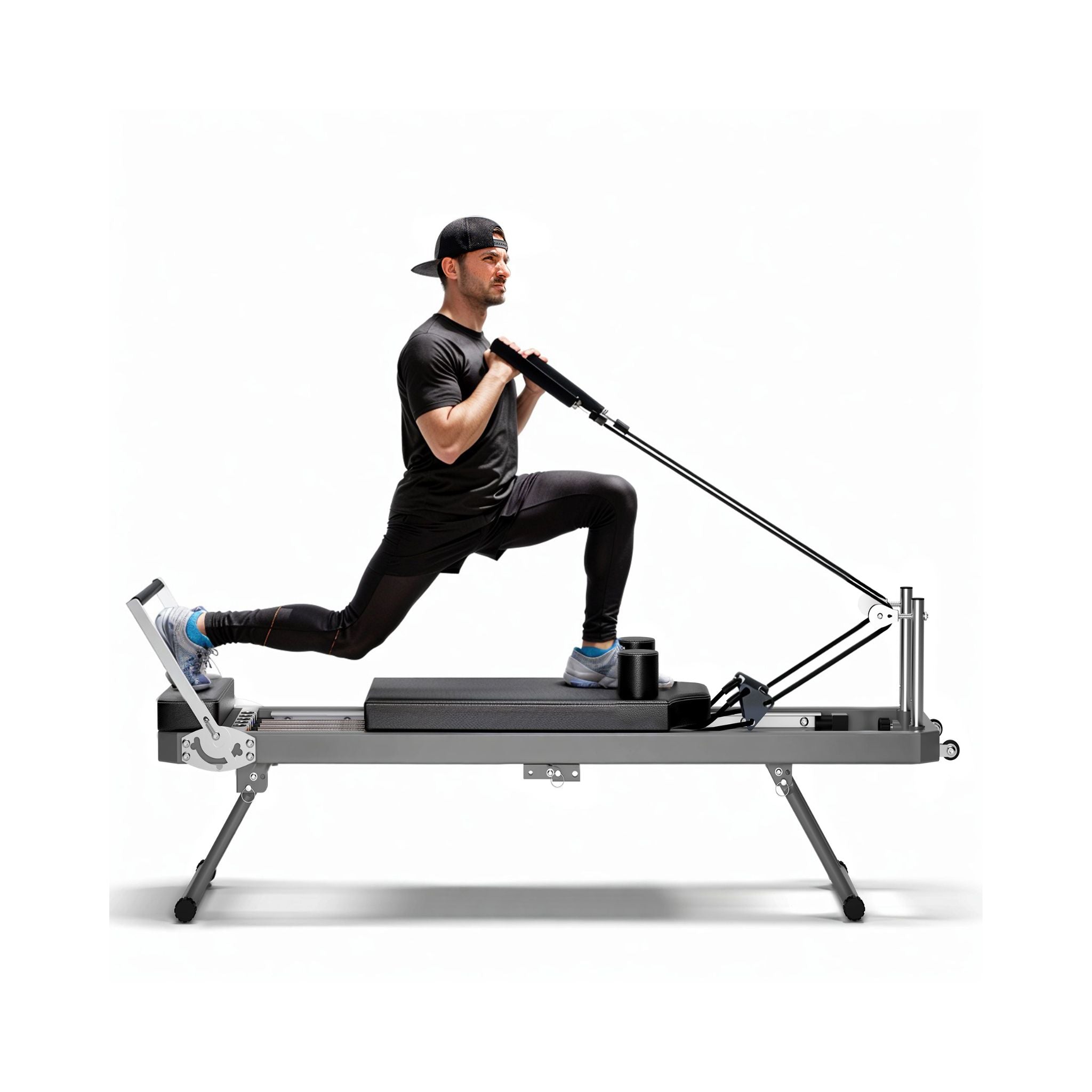 Core Pilates Extra-Large Multi-Functional Pilates Reformer Machine With Dynamic Resistance Cords And Aerobic Rebounder, Black (SAK32879)