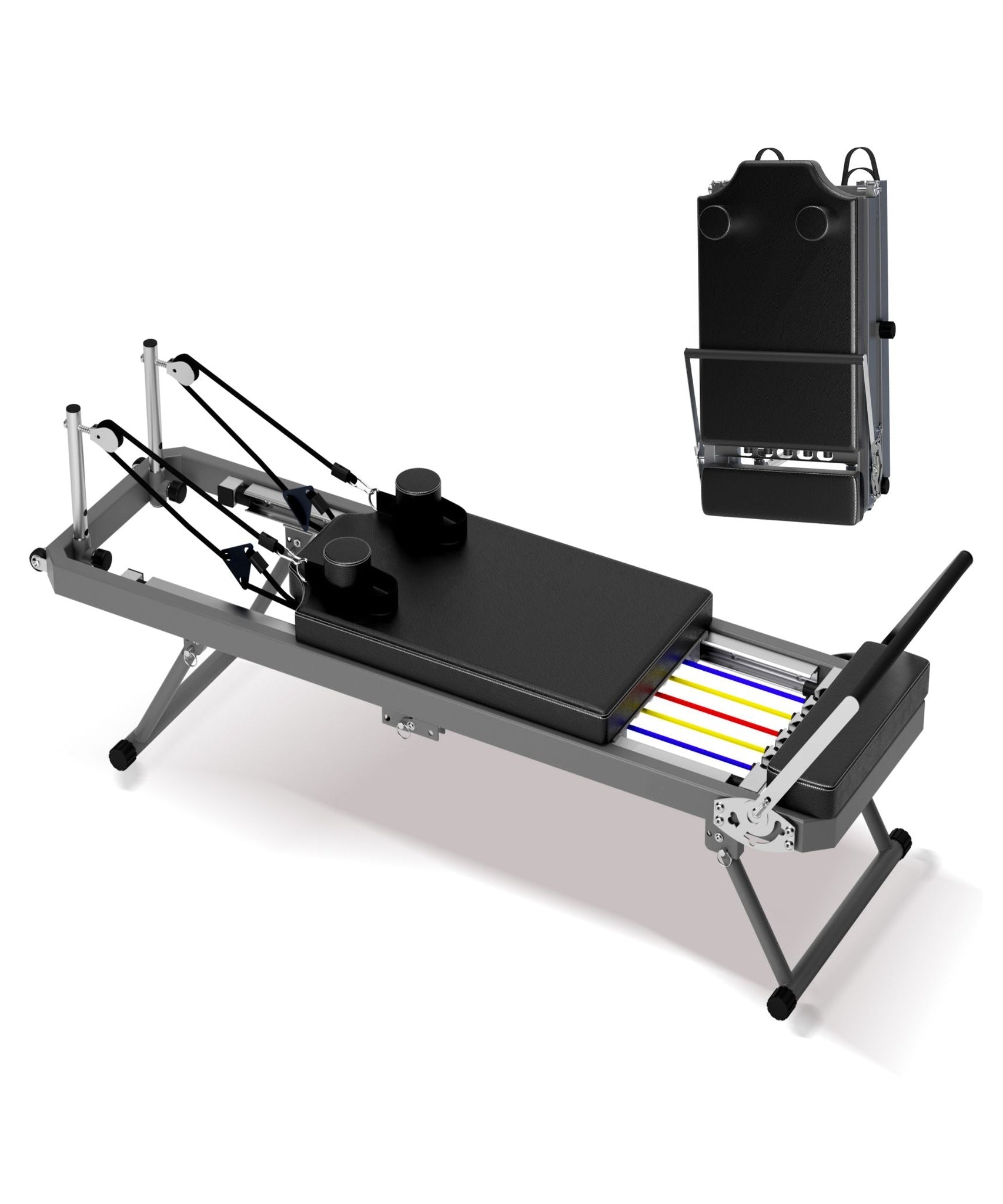 Core Pilates Extra-Large Multi-Functional Pilates Reformer Machine With Dynamic Resistance Cords And Aerobic Rebounder, Black (SAK32879)